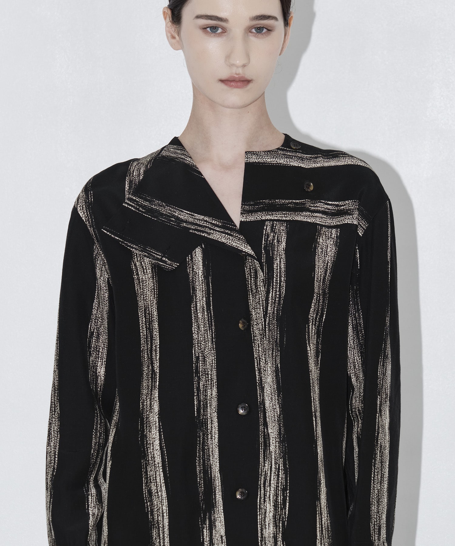 Stitch stripe shirt BK AKIRANAKA