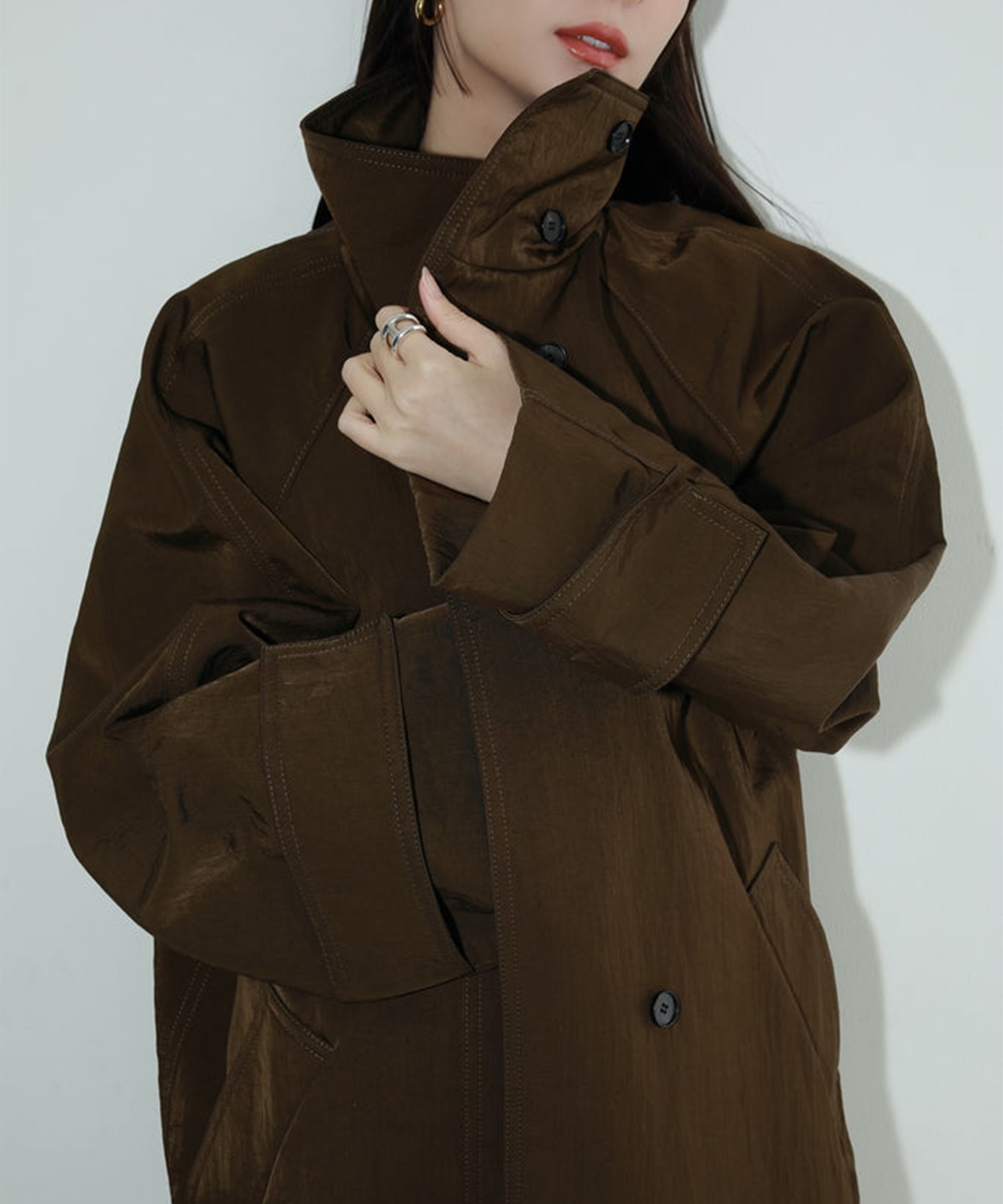 standcollar vintage twill coat(FREE BROWN): Louren: WOMENS