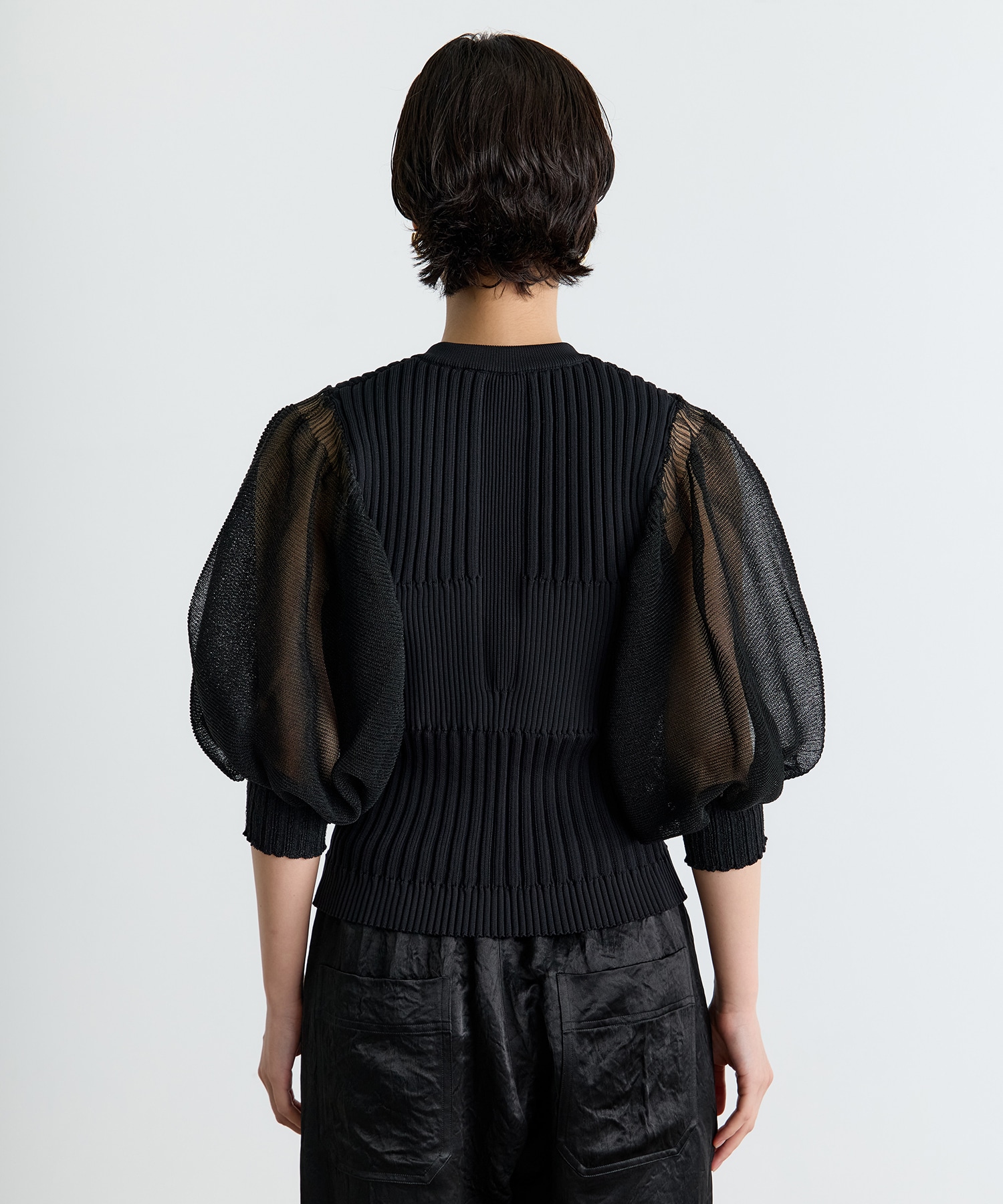 FLUTED LUCENT PUFF SLEEVE CARDIGAN CFCL