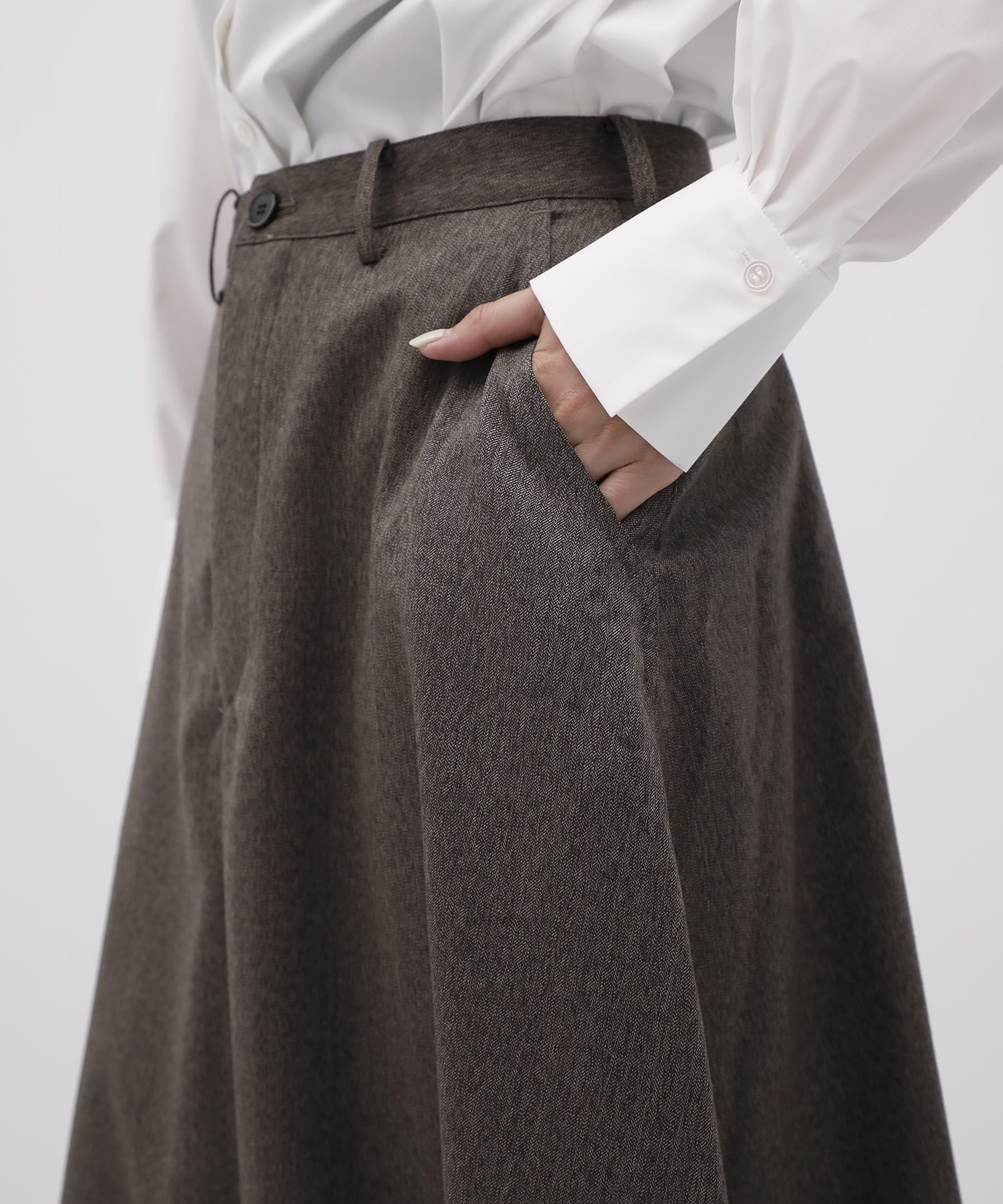 DRESS FLARE SK HERRINGBONE MADISONBLUE