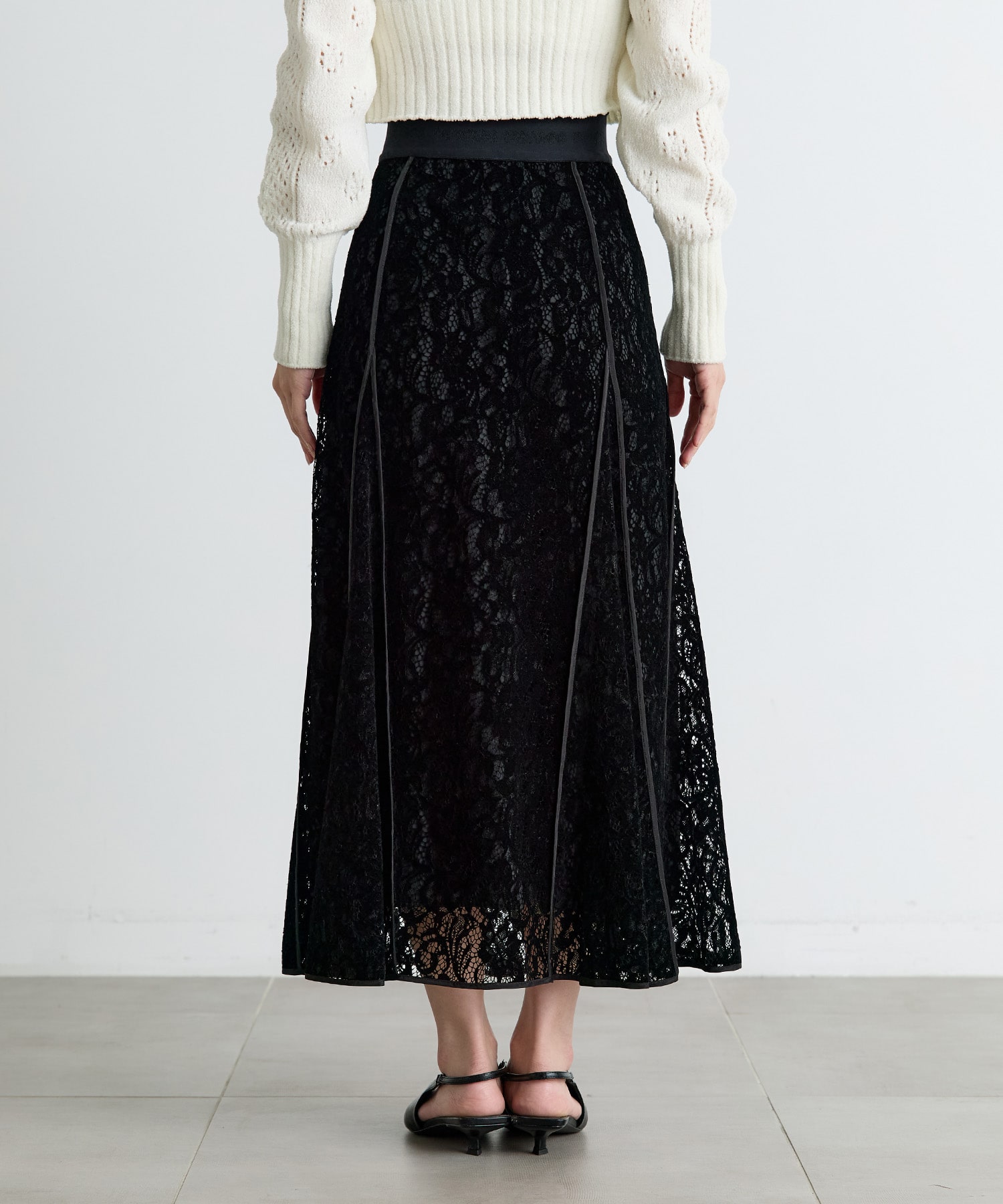 FLOCKED LACE FLARED SKIRT FETICO