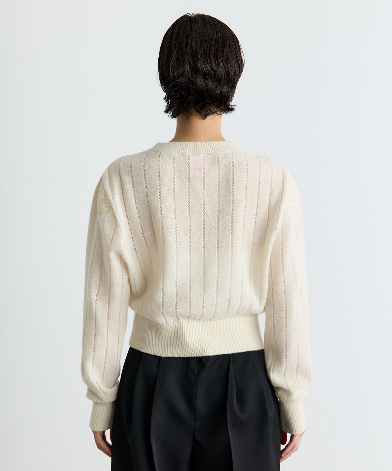 HAIRY LACE PANELED CROPPED PULLOVER FETICO