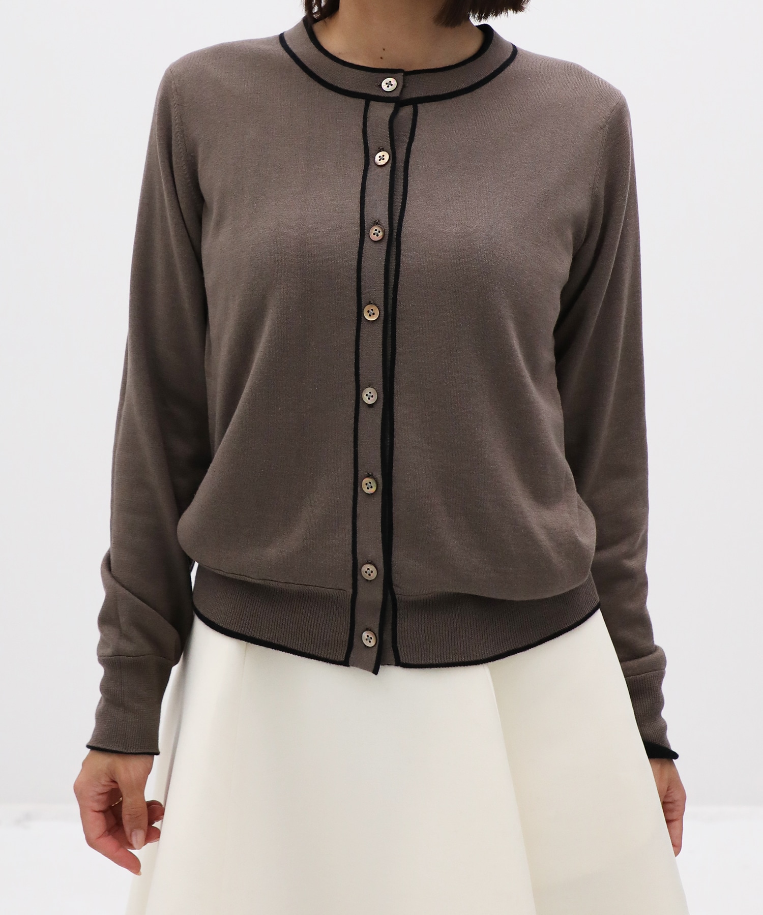CASHMERE/SILK REVERSIBLE CREW NECK CARDIGAN THE TOKYO