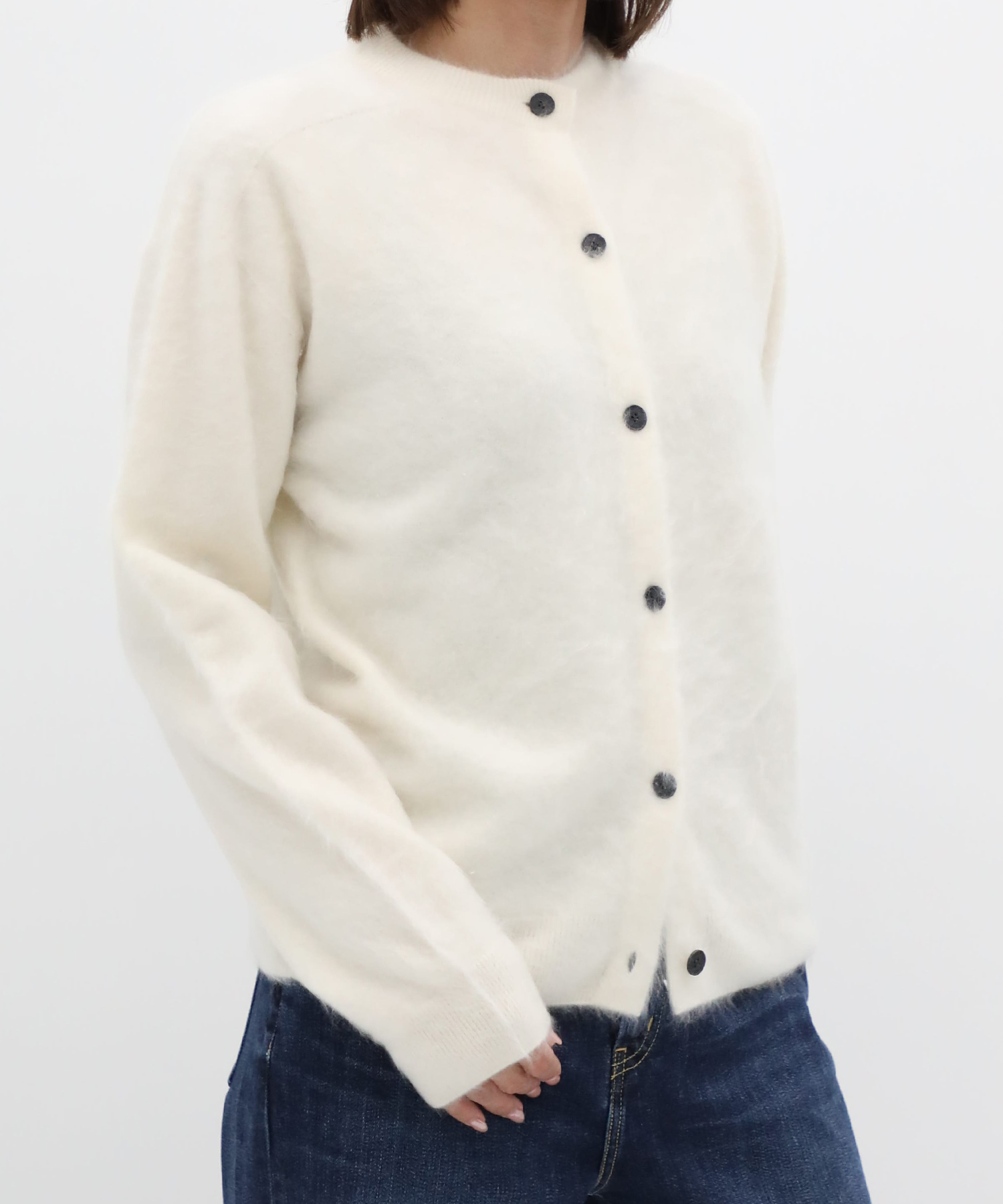 ROYAL CASHMERE FUR CREWNECK CARDIGAN ATON