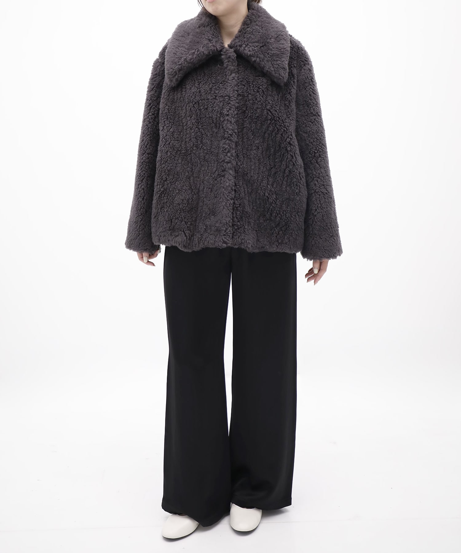 WOOL BOA WIDE COLLAR COAT FETICO