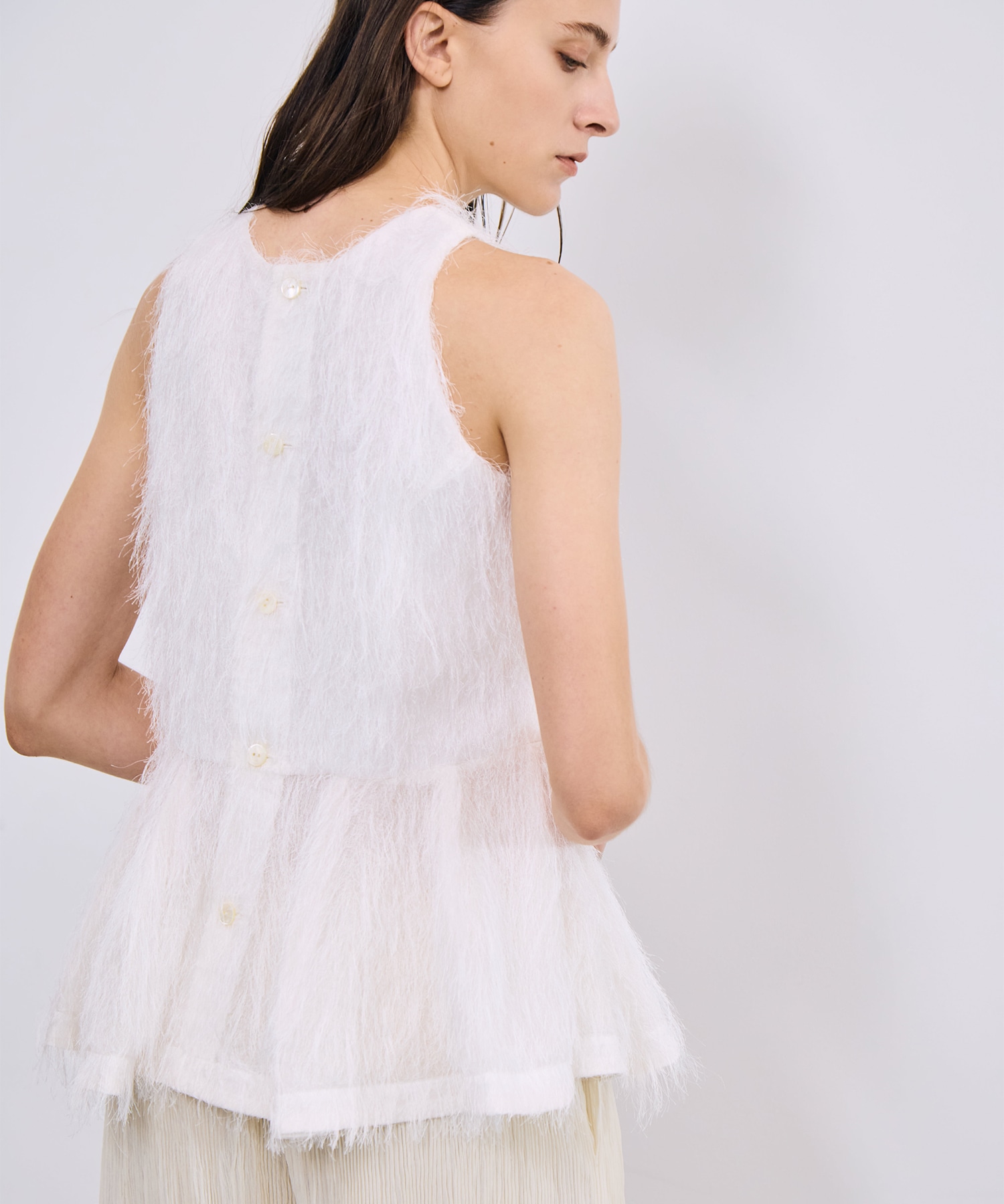 Shaggy Jacquard Peplum Tops RITAN