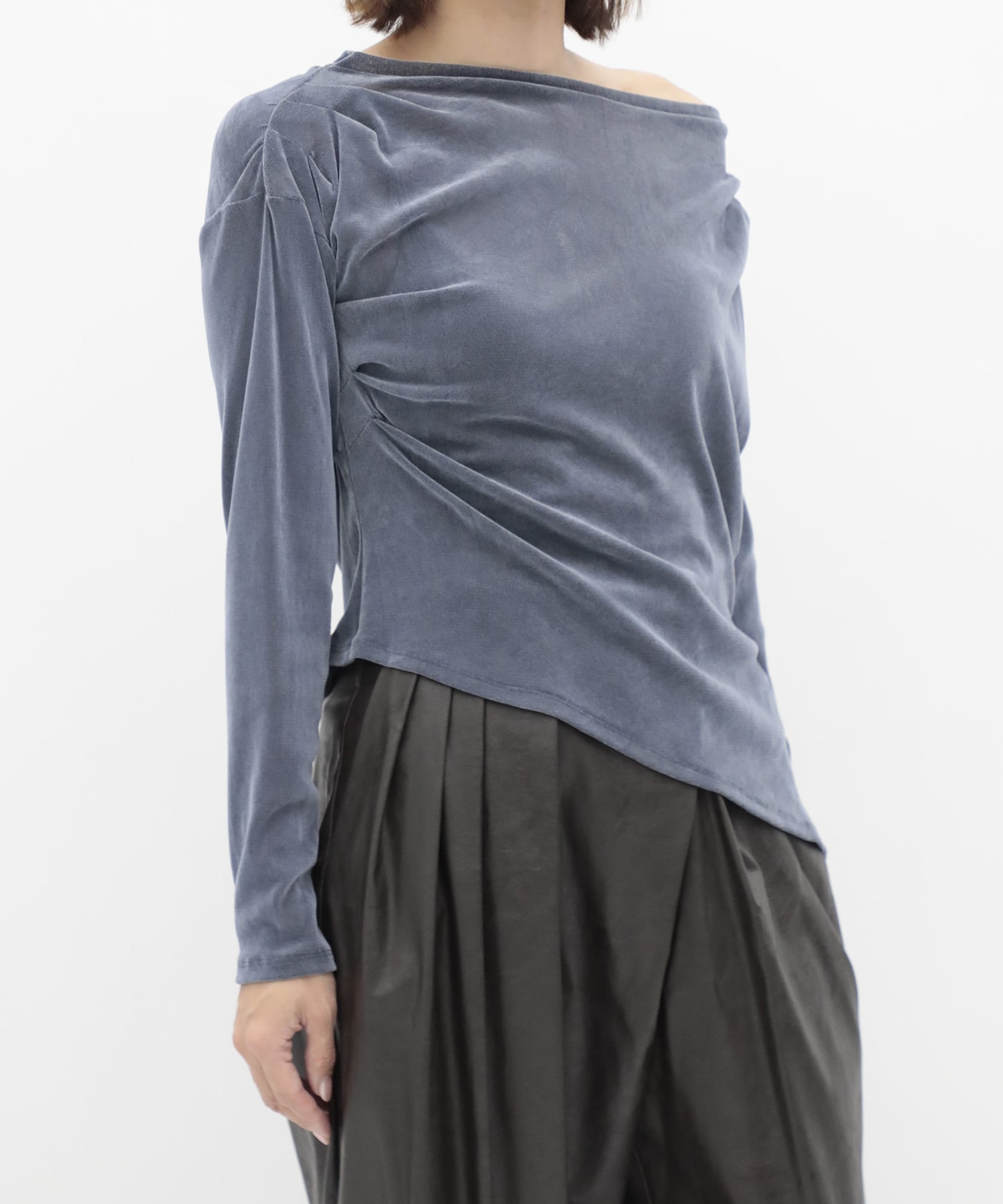 Velour One Shoulder Long T-Shirt RITAN