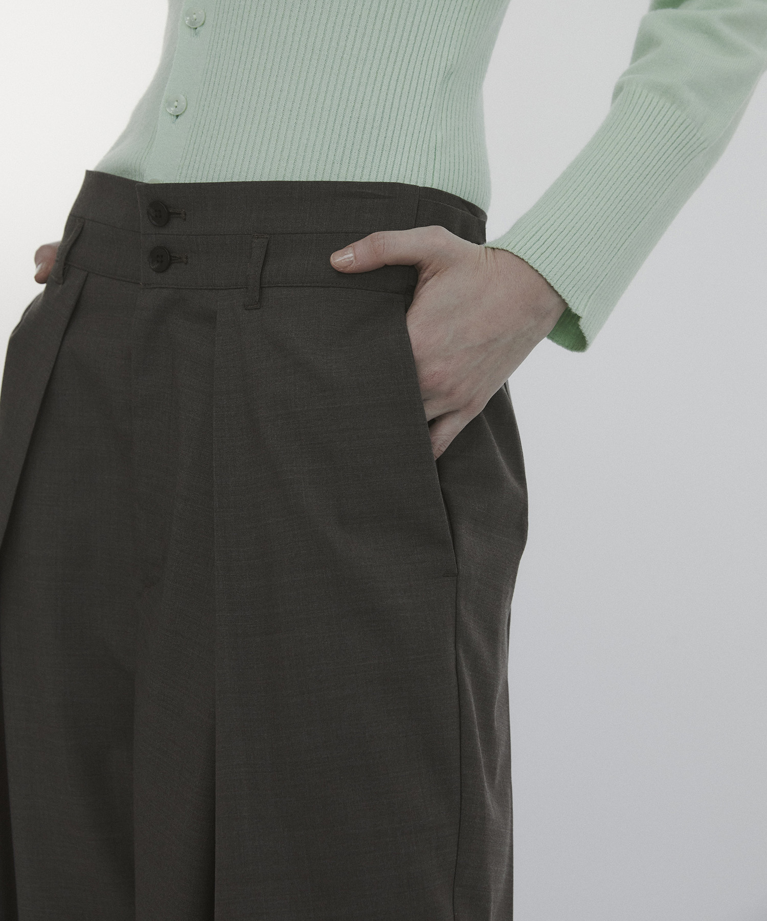 Belt Arranged Tuck Wide Pants CITY TOKYO