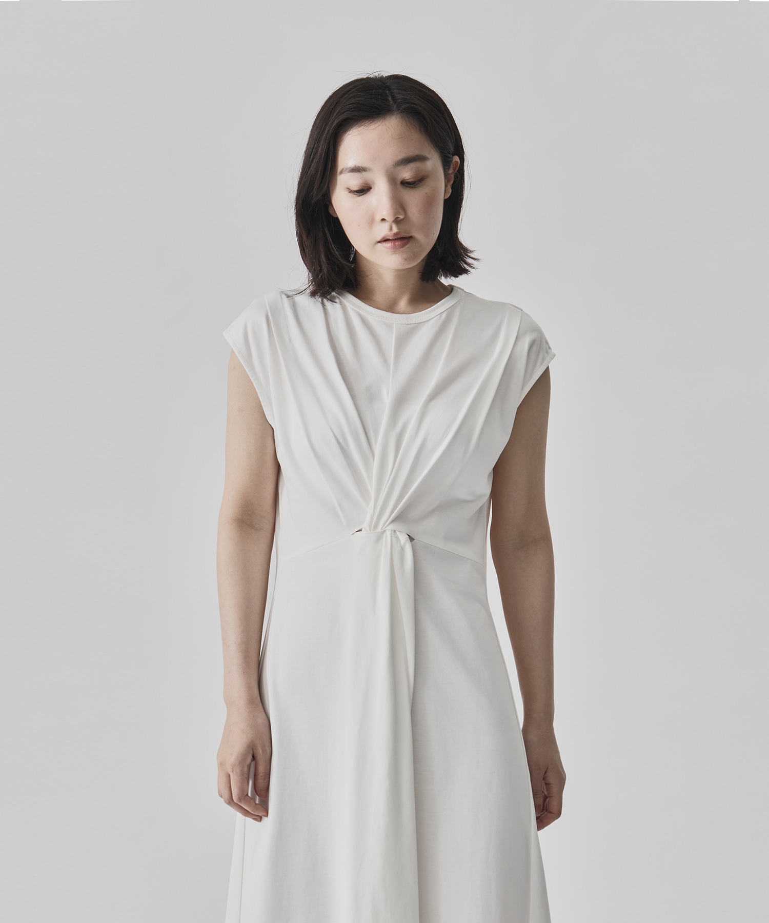 Shoulder Tuck Twist Dress CITY TOKYO