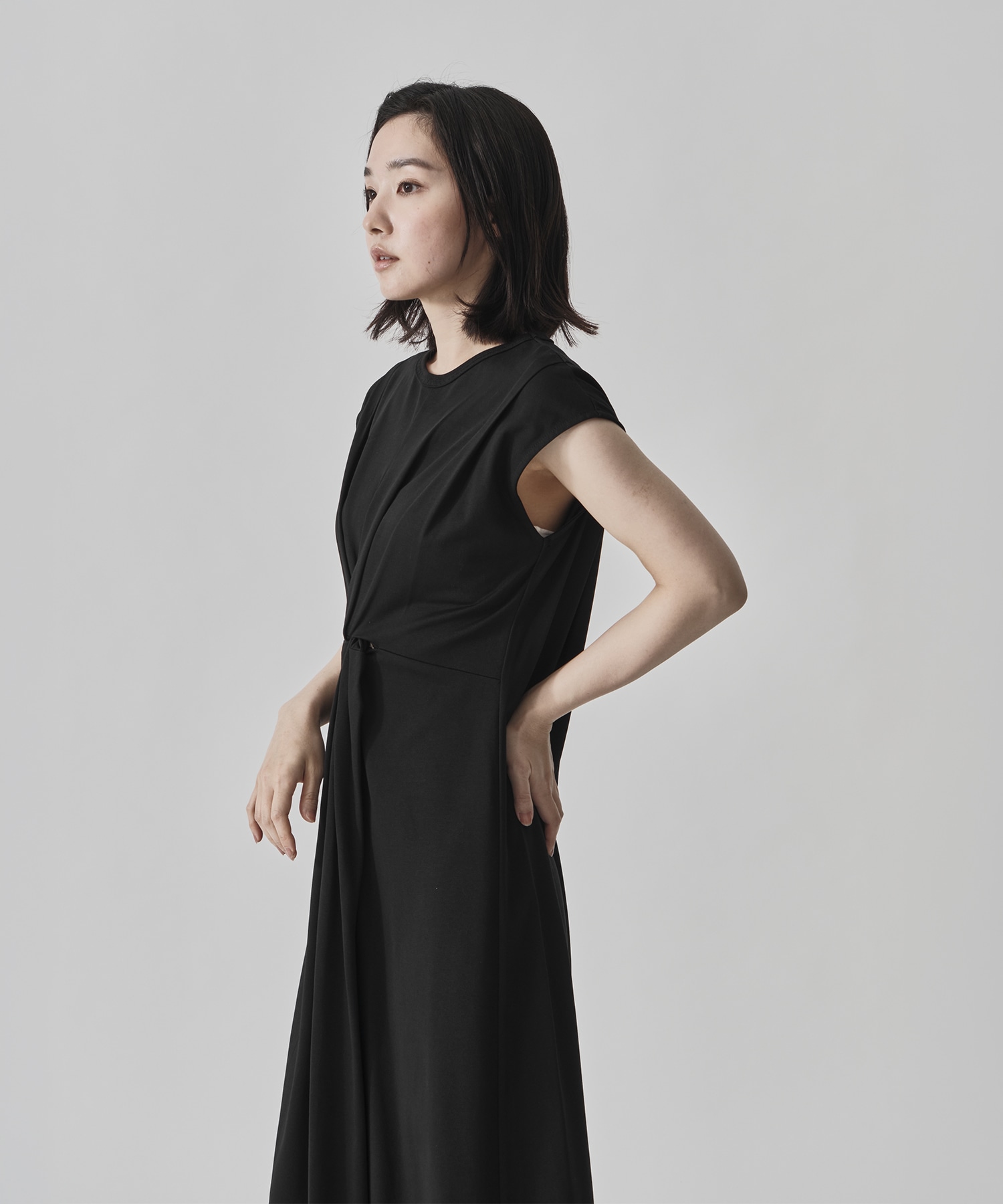 Shoulder Tuck Twist Dress CITY TOKYO