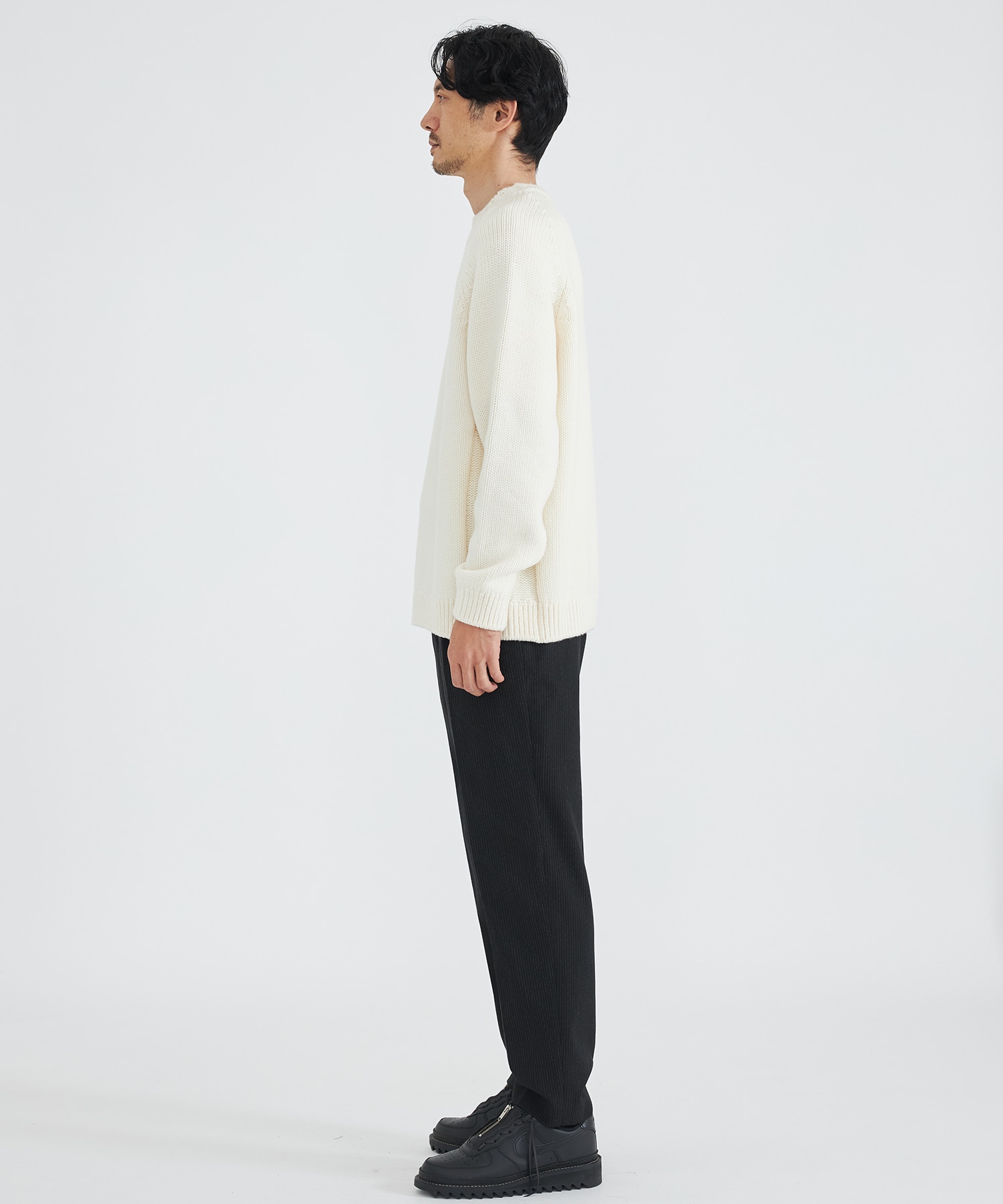 Wool Middle Gauge C/N Knit PO(44 OFF WHITE): THE TOKYO: MEN｜THE