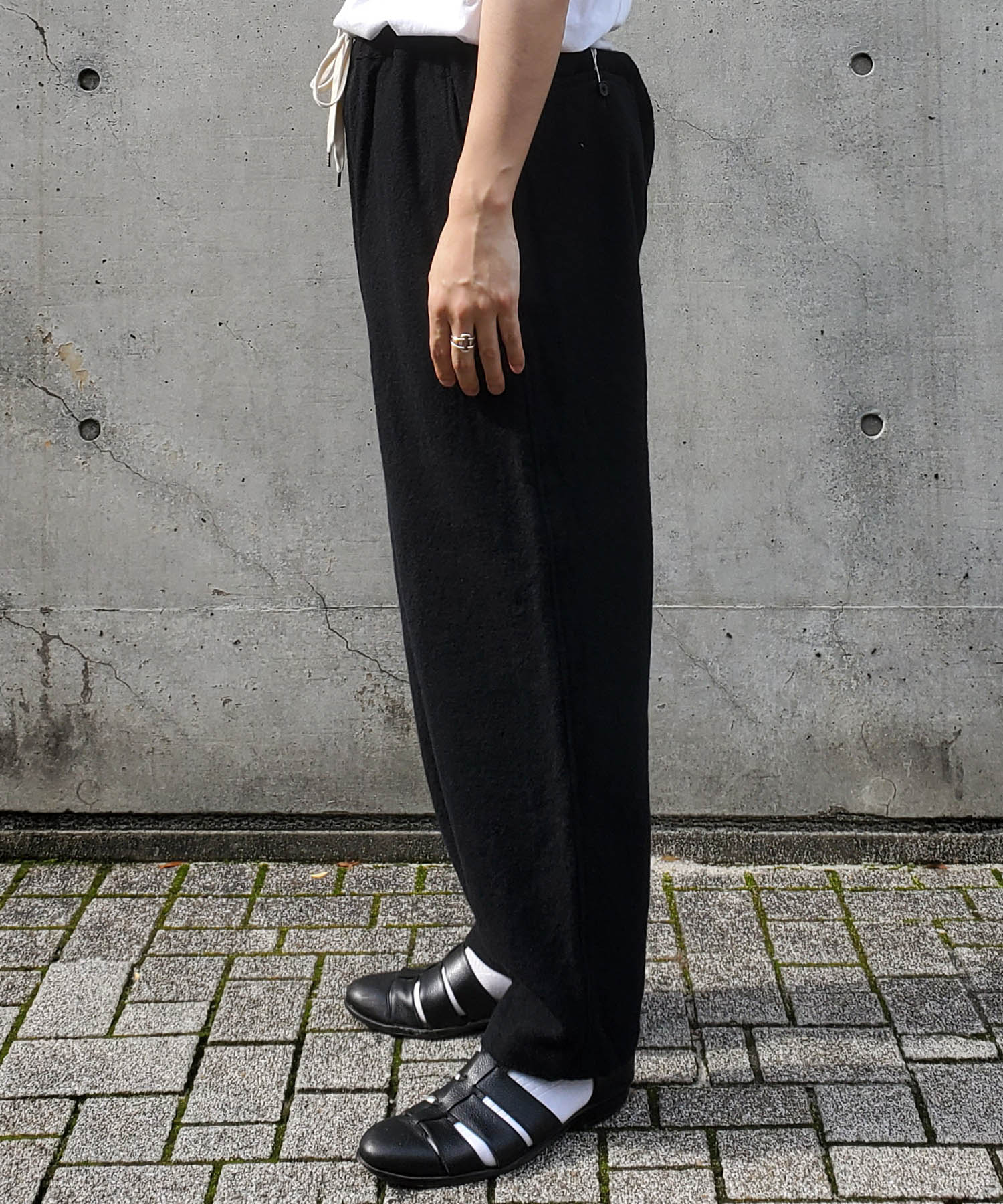 Fulling Wool Serge Drawstring Trousers(36 DARK NAVY): Scye: MEN