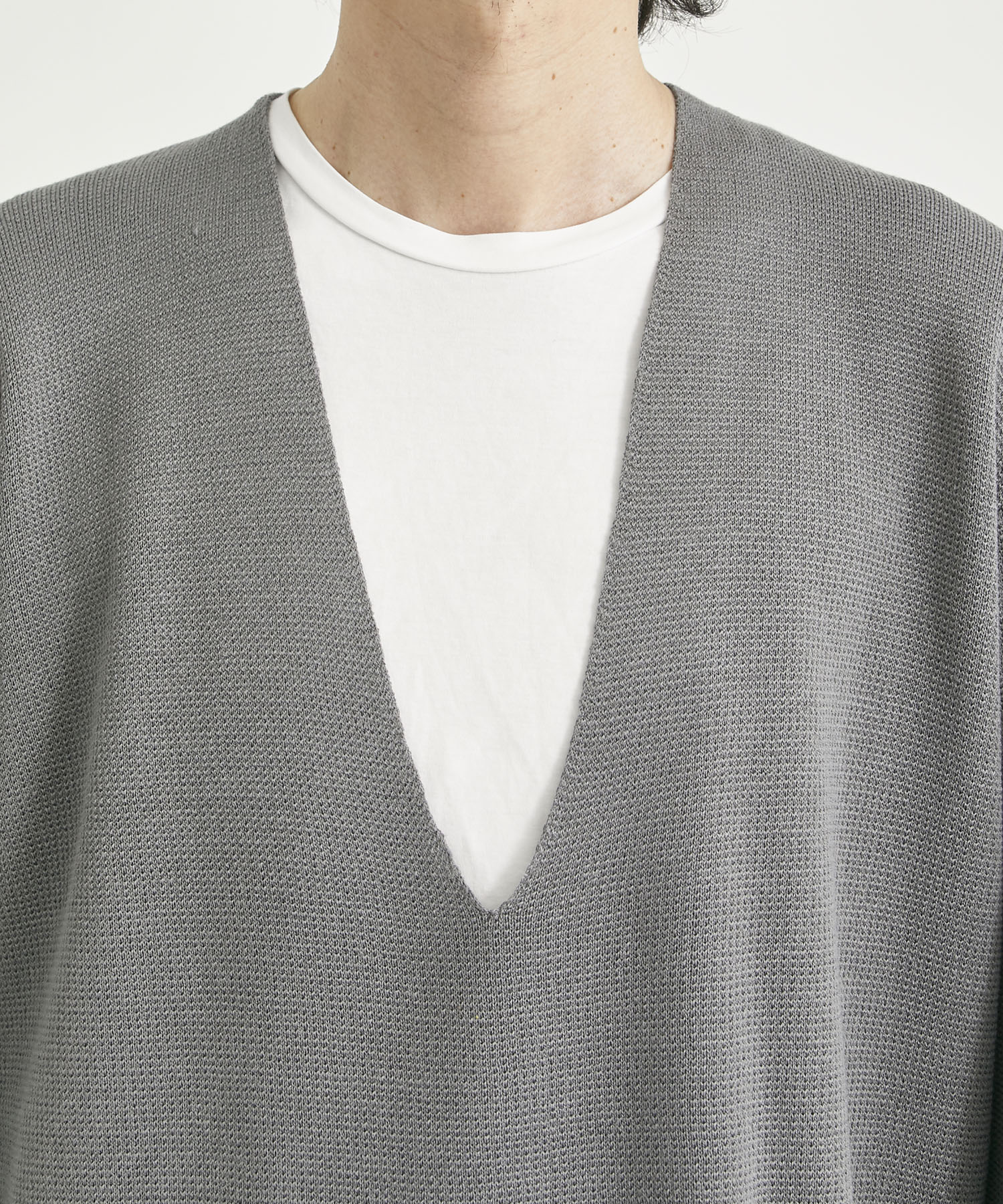 Spun silk cotton Deep V-neck sweater walenode