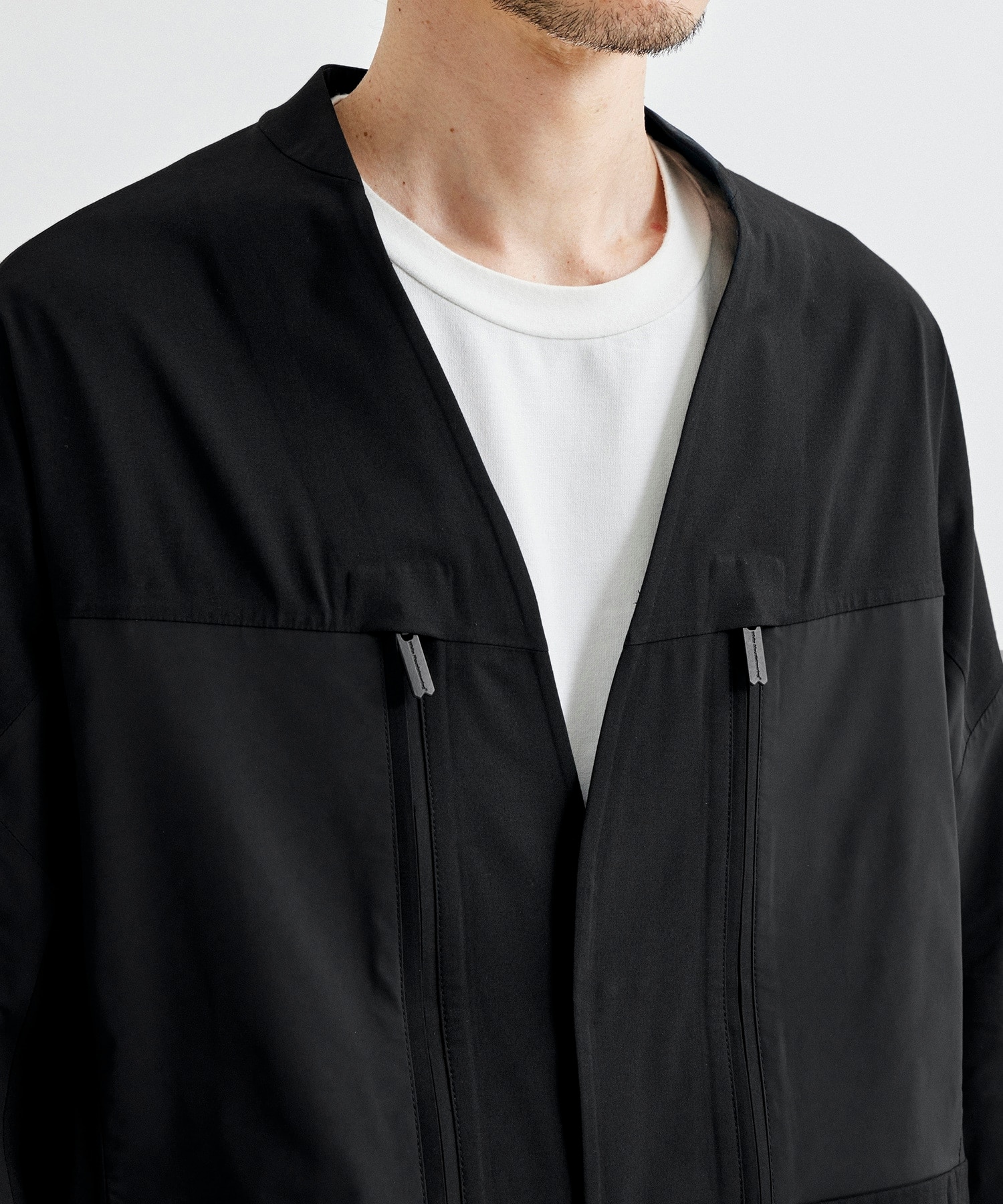 EX. STRETCHED HYBRID NO COLLAR JACKET | White Mountaineering