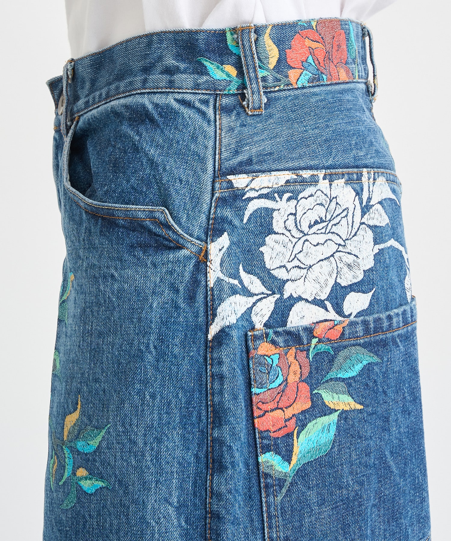 Flower Pattern Denim Wide Pants BED J.W. FORD