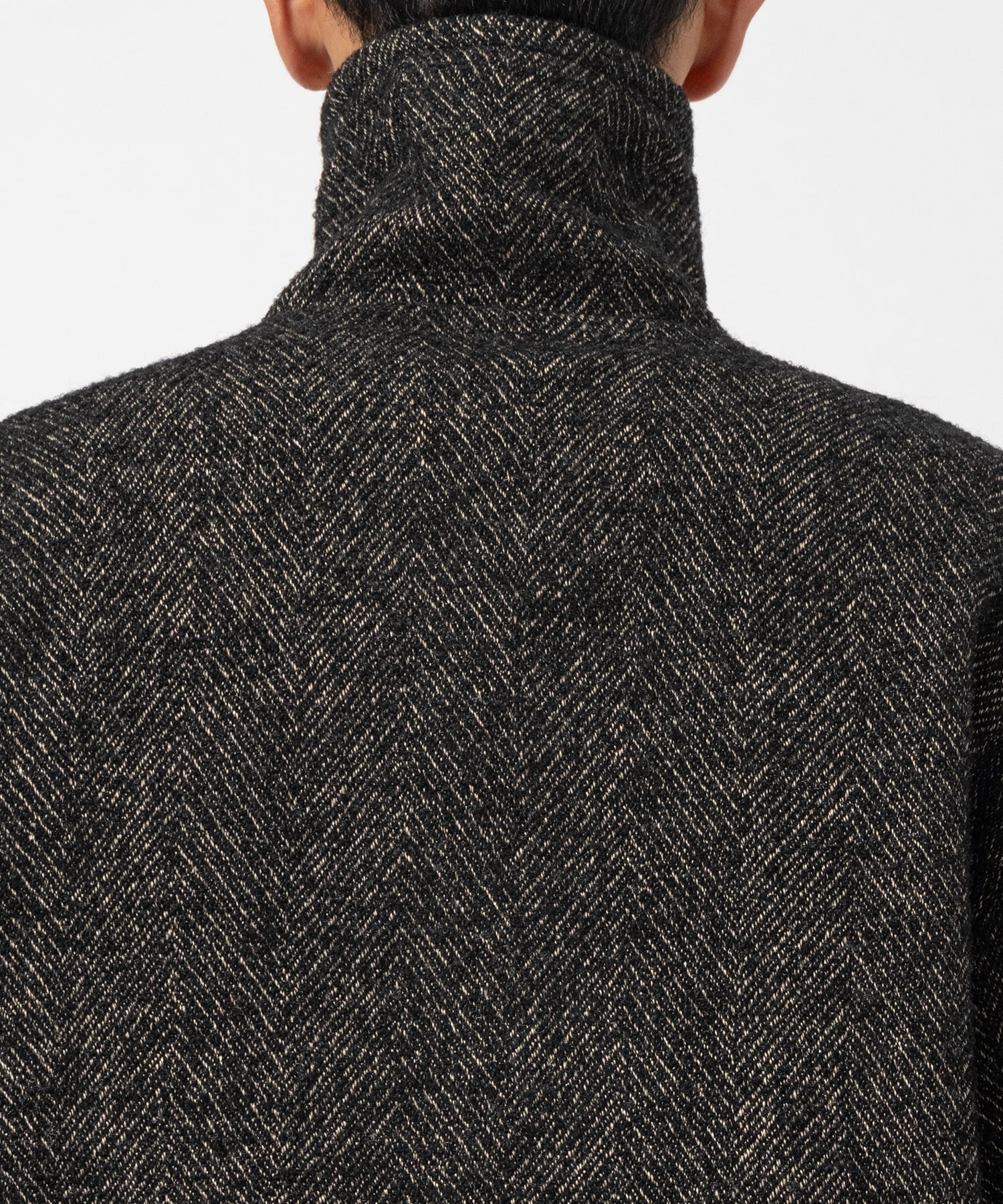 TWEED STAND COLLAR ZIP BLOUSON YOKE