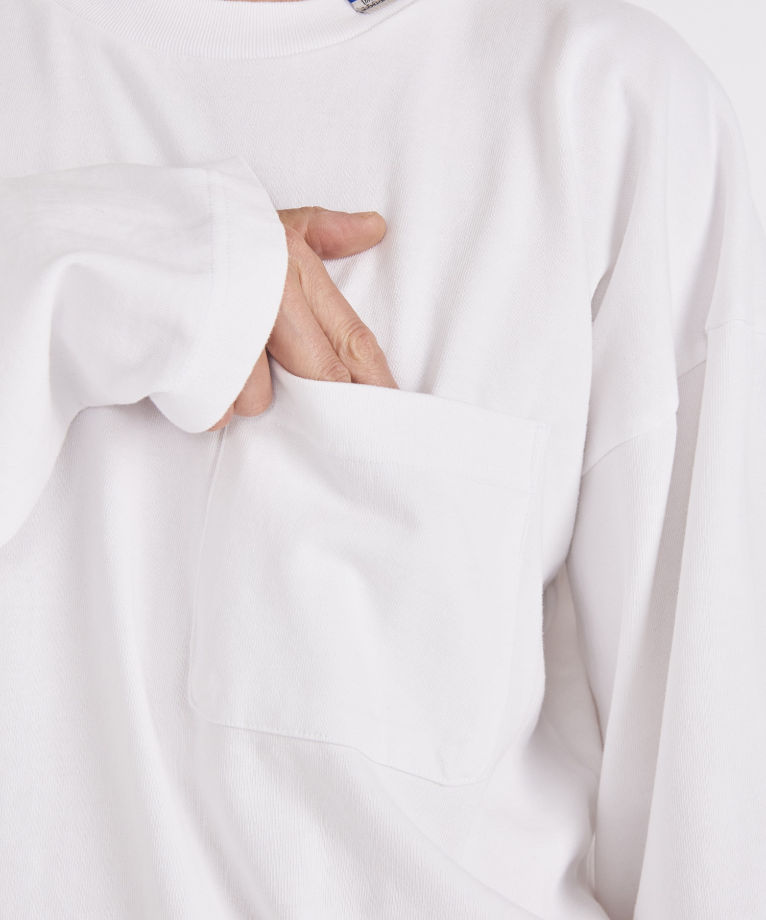 HEAVY WEIGHT JERSEY POCKET LS TEE(46 WHITE): Maison MIHARA
