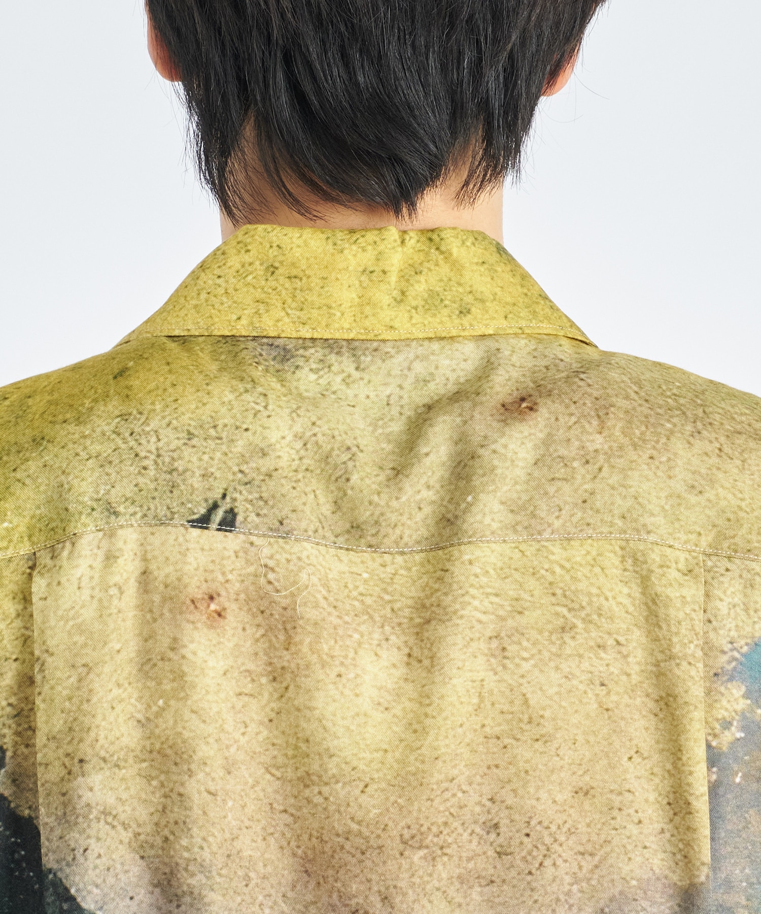 LANDSCAPE PRINTED OPEN COLLAR SHIRT YOKE