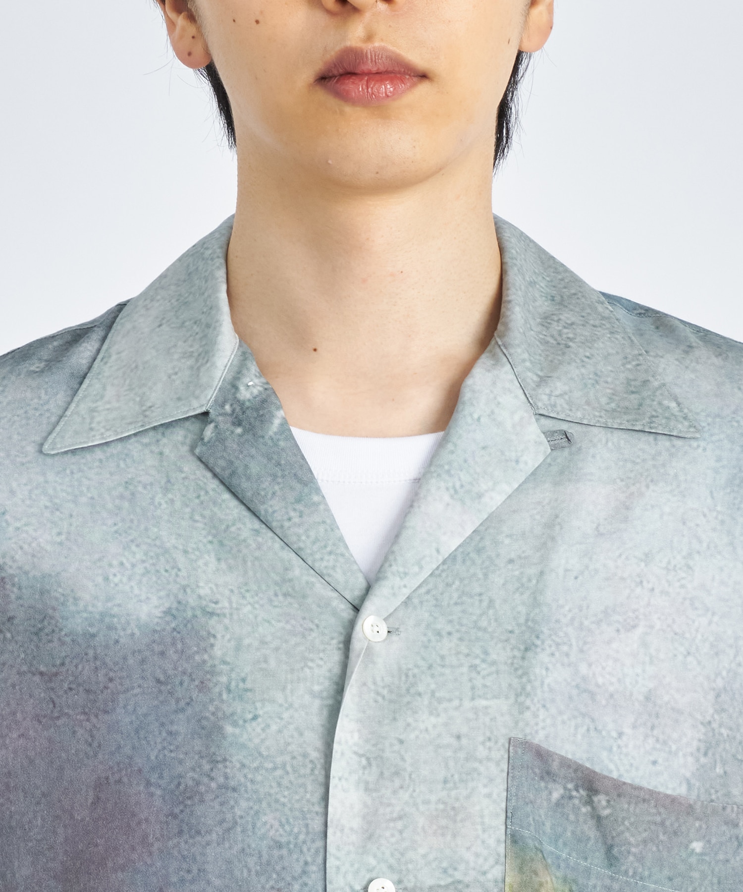 LANDSCAPE PRINTED OPEN COLLAR SHIRT 