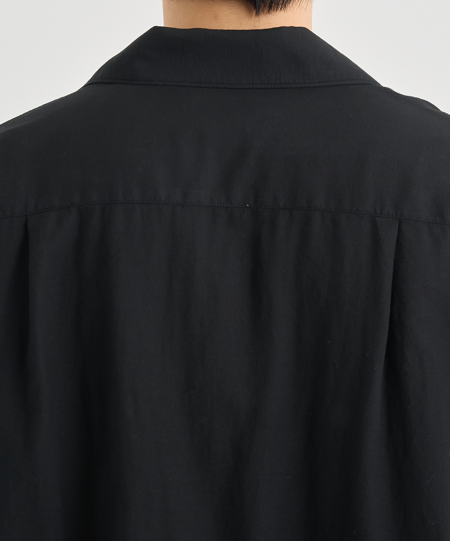 GARMENTDYED COTTON SILK TWILL OPEN COLLAR SHIRT YOKE