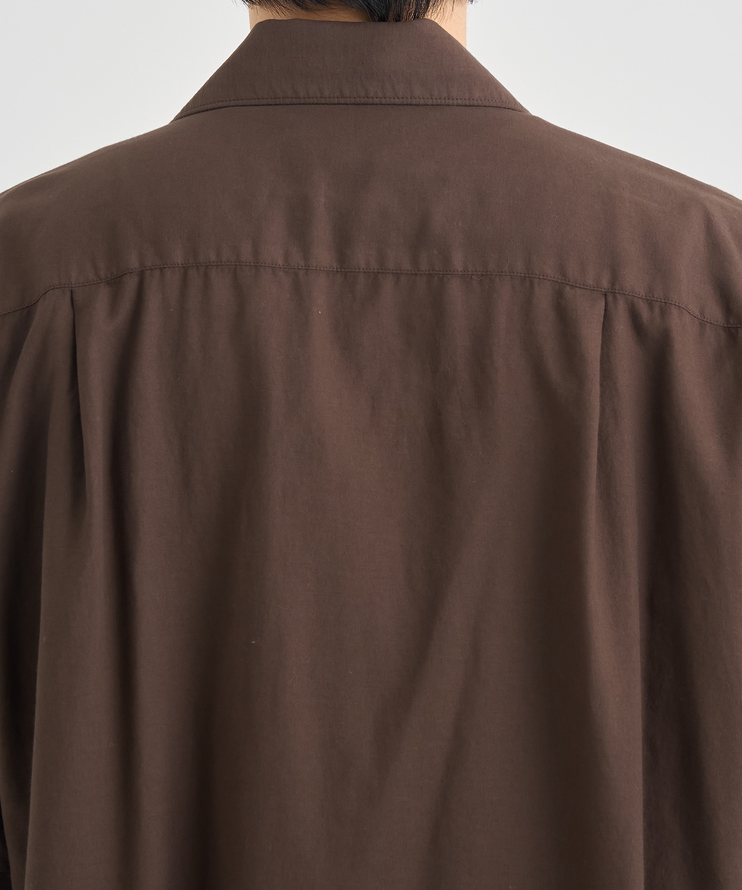 GARMENTDYED COTTON SILK TWILL OPEN COLLAR SHIRT YOKE