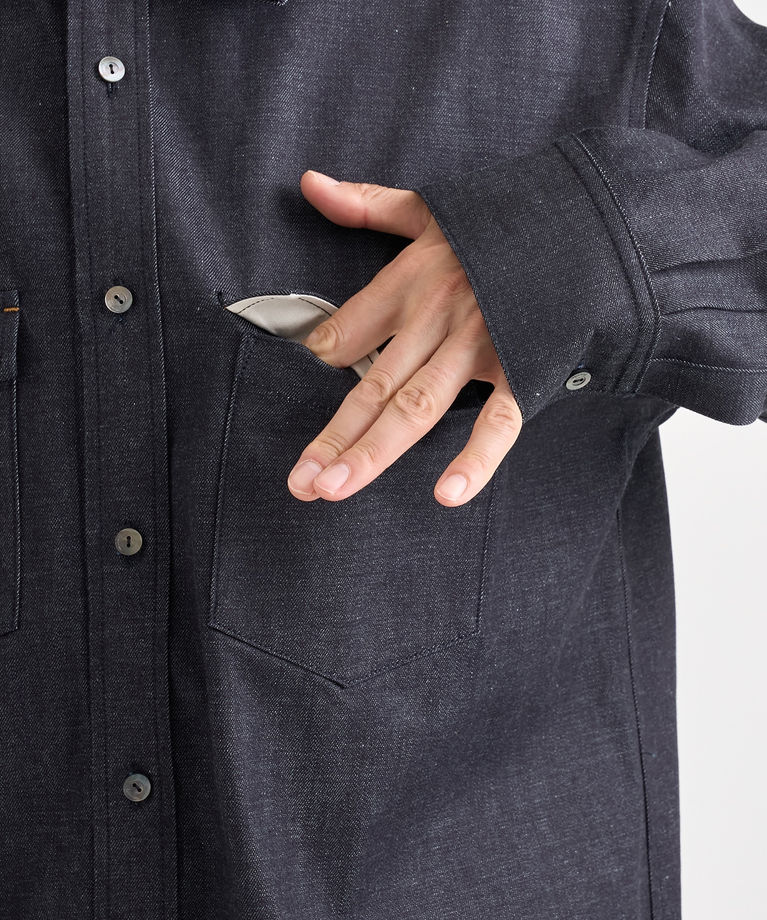 別注DENIM RELAX FIT DOUBLE POCKET SHIRT IRENISA