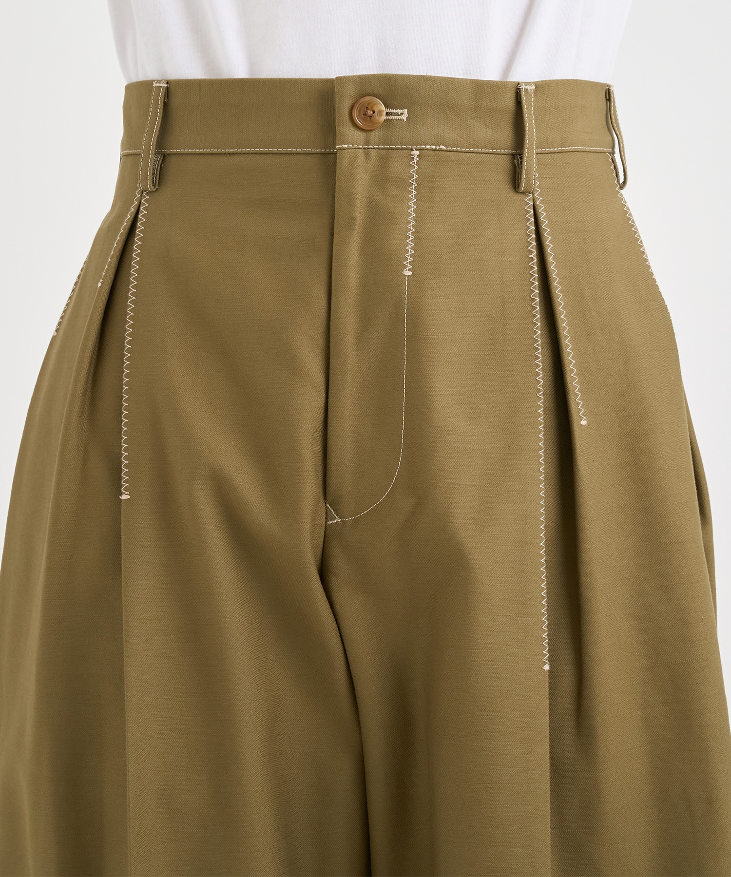Tuck-detail cotton pants KHOKI