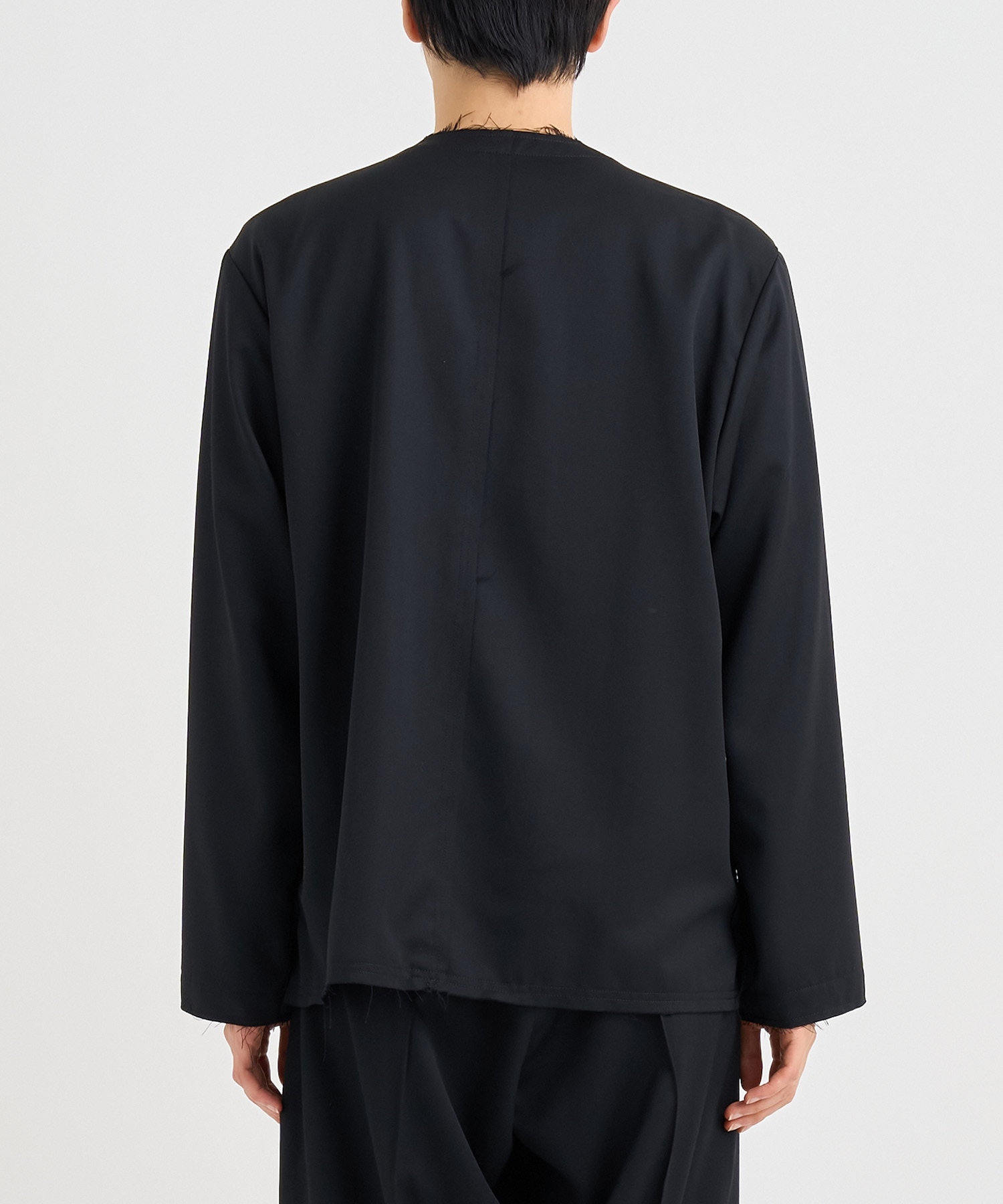 No-collar wool gabardine jacket 