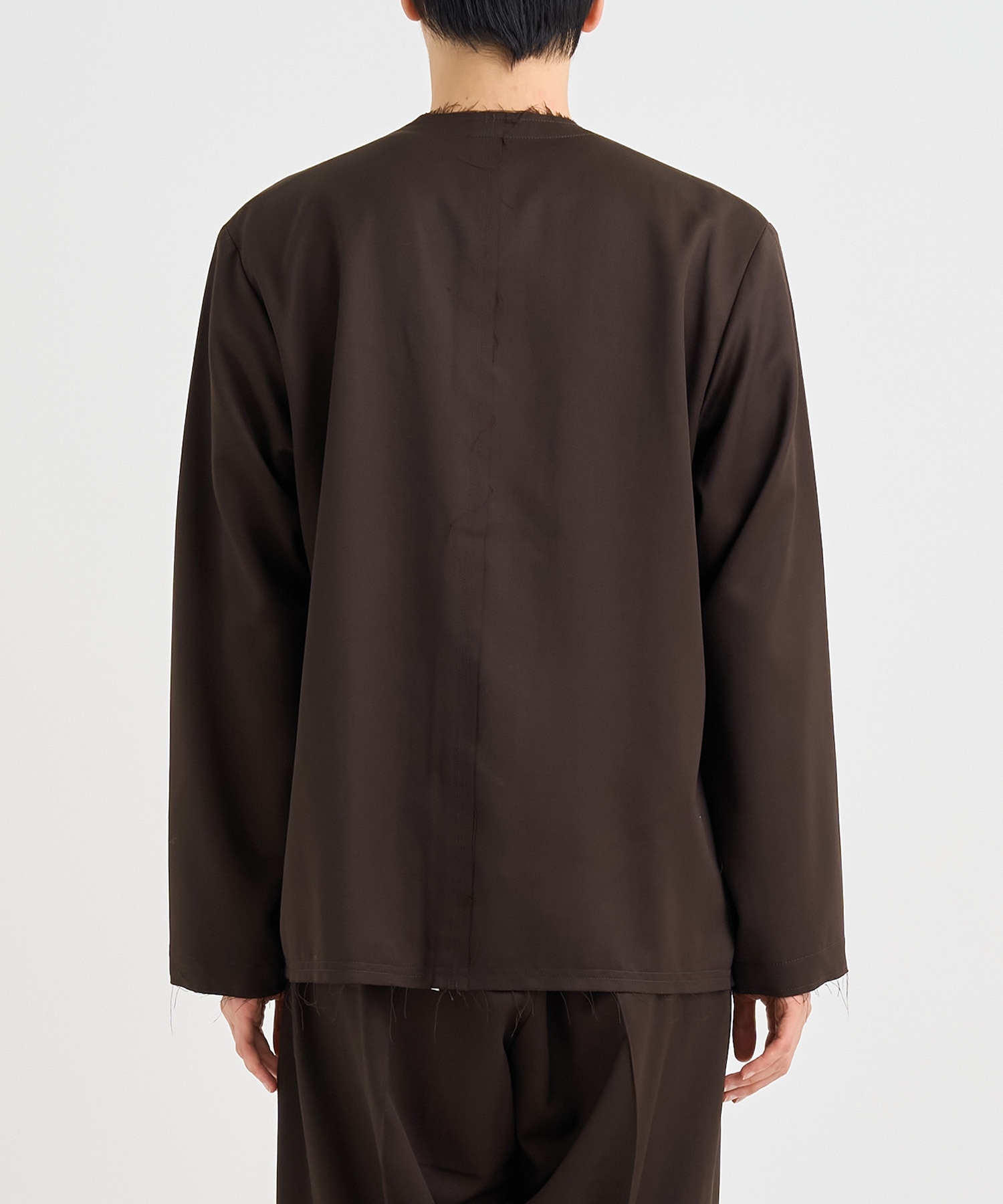 No-collar wool gabardine jacket 