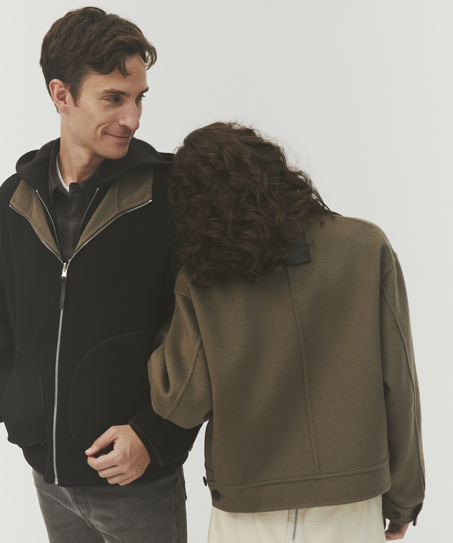 CASHMERE REVERSIBLE STAND ZIP BLOUSON 