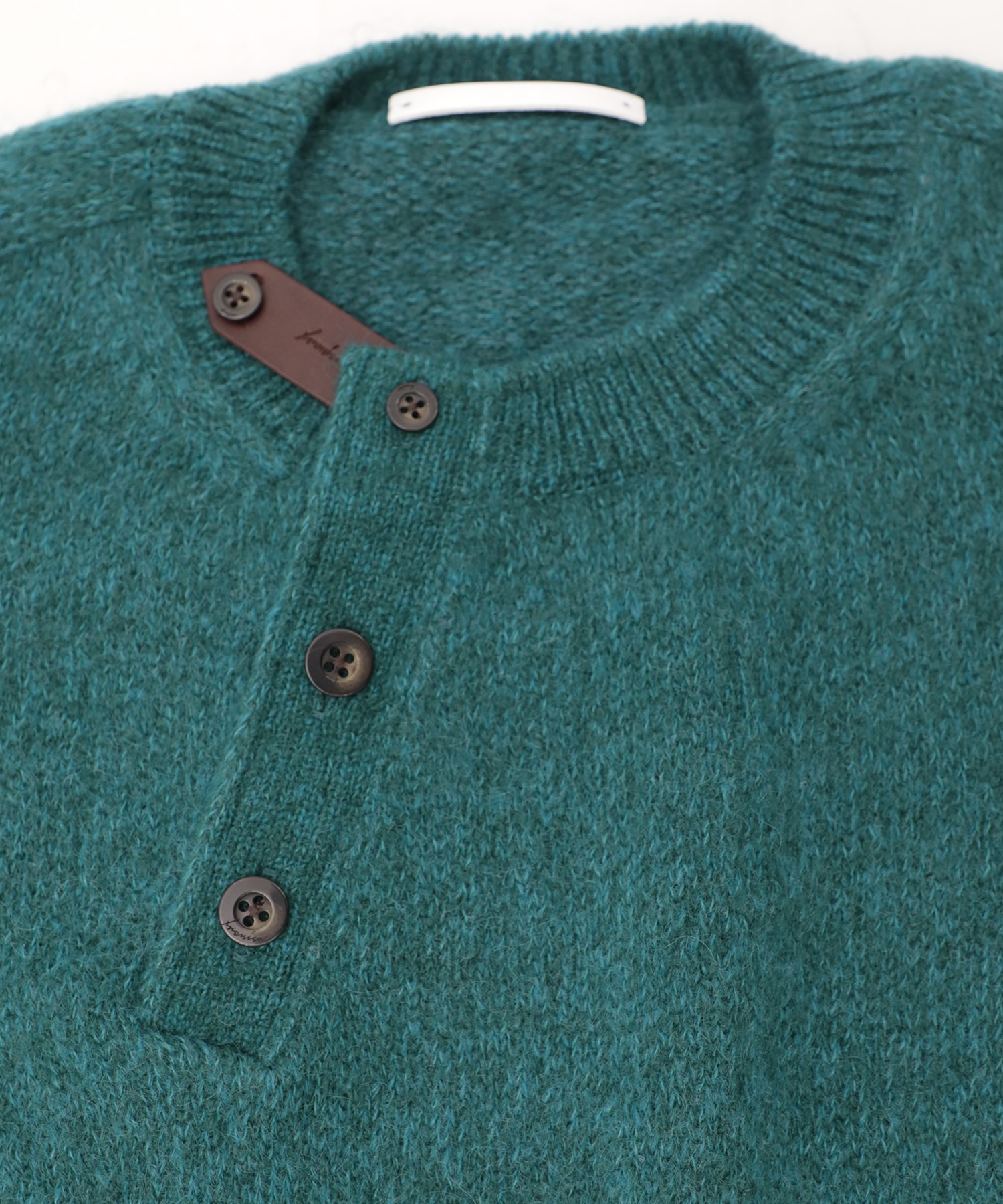 【イレニサ】別注LEATHER ELBOW PATCH MOHAIR KNIT PO 
