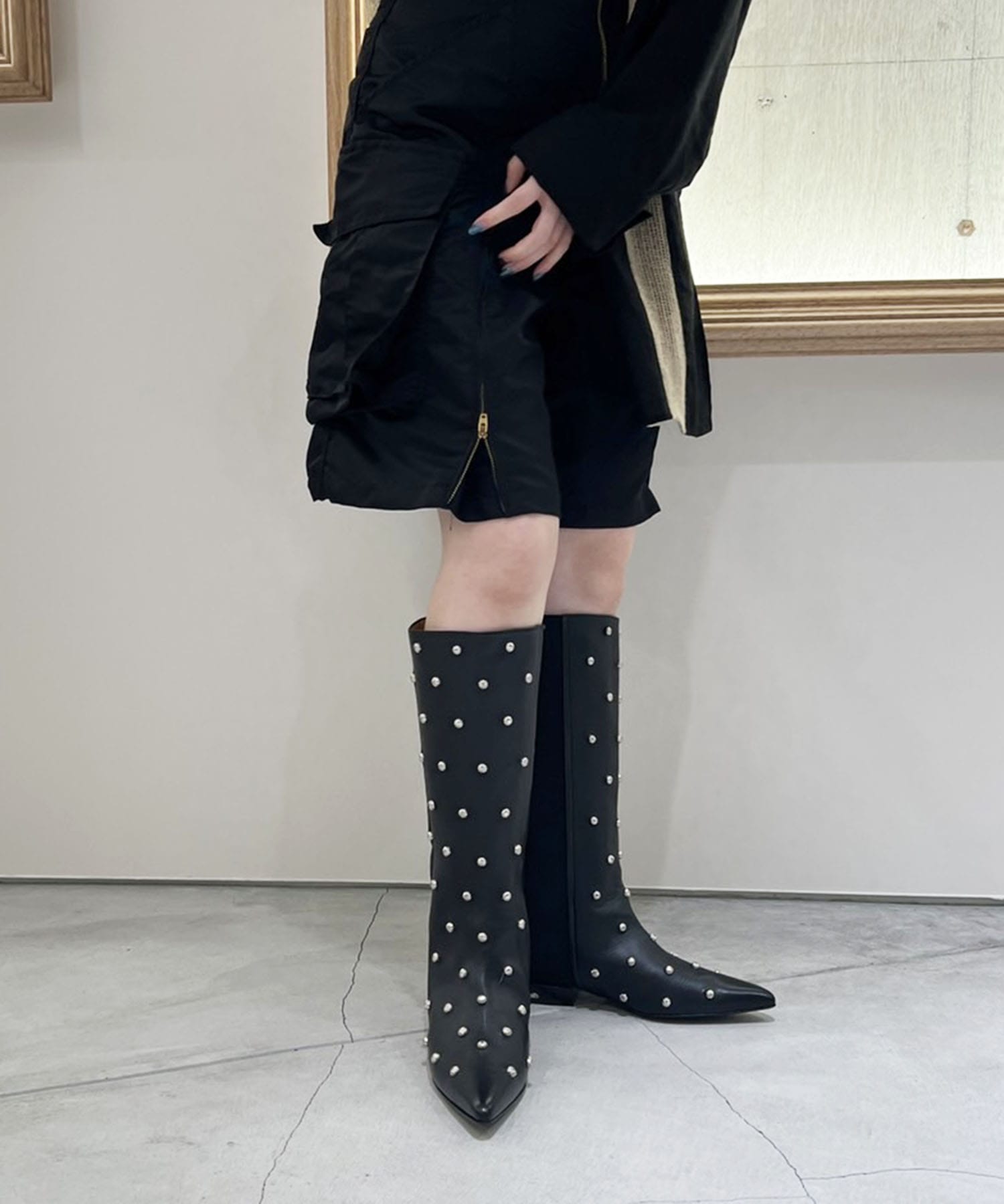 long boots　BLACK LEATHER TOGA PULLA