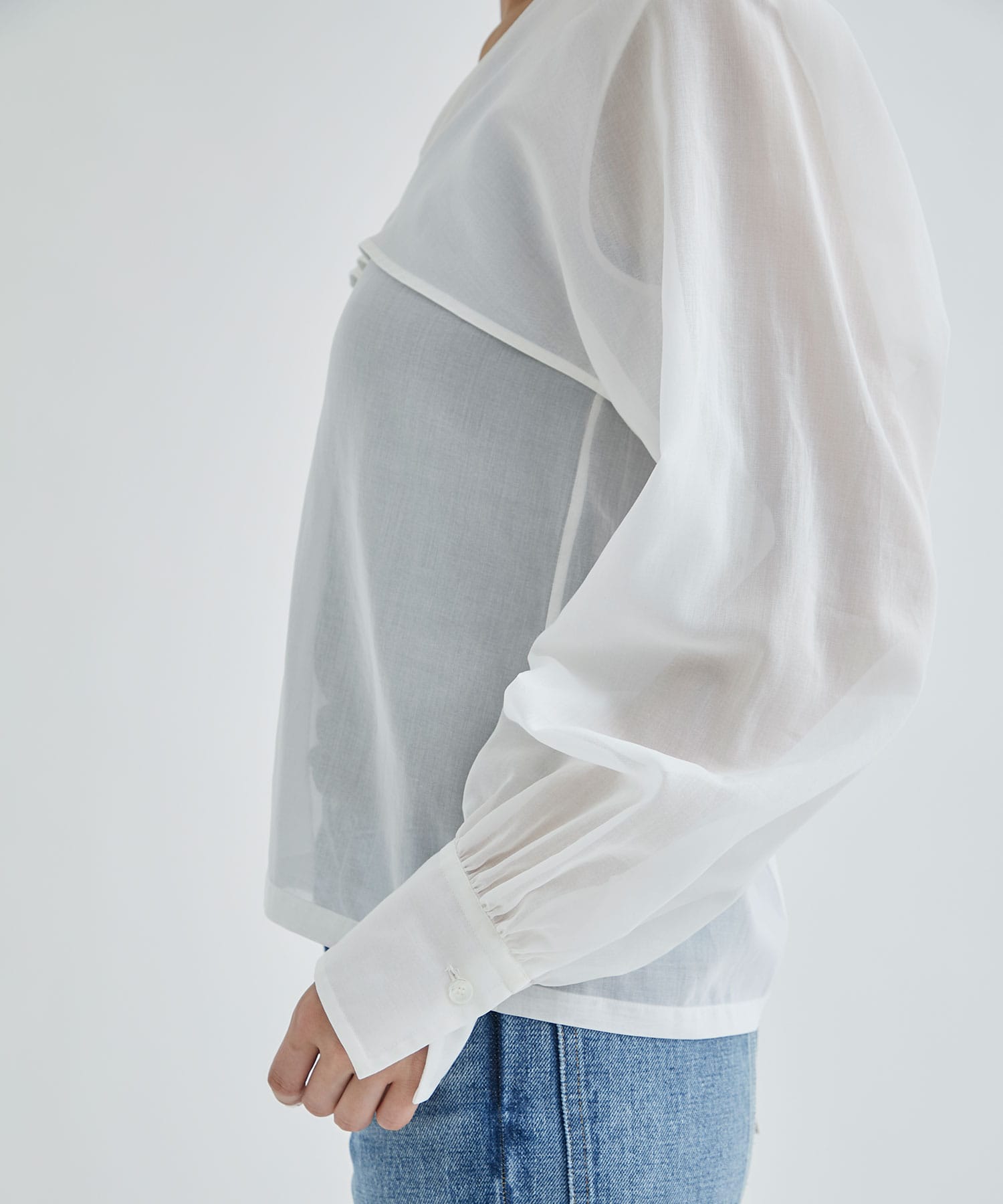 COTTON ORGANDIE V NECK BLOUSE(36 WHITE): CINOH: WOMEN｜THE TOKYO