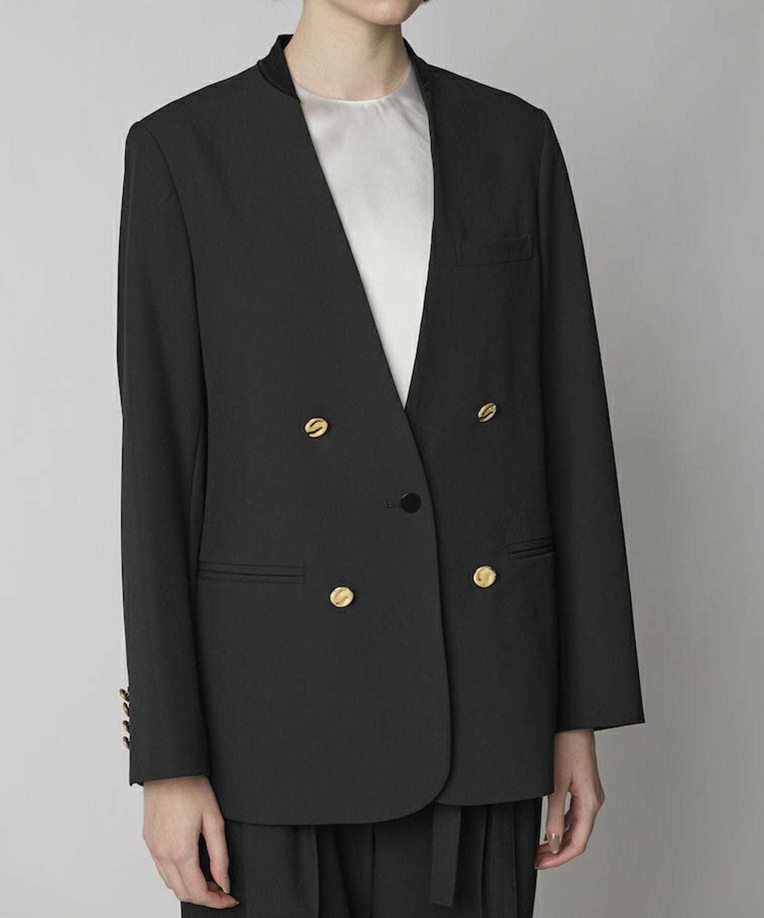 BLACK FORMAL NO COLLAR JACKET 