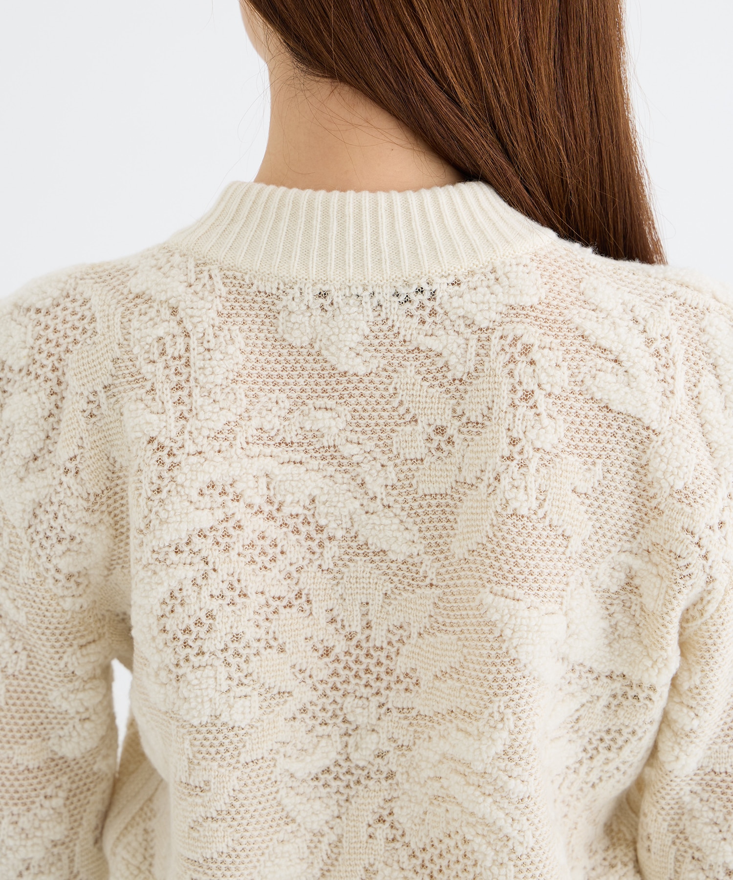 SQUARE SHOULDER LACE JACQUARD SWEATER PHOTOCOPIEU