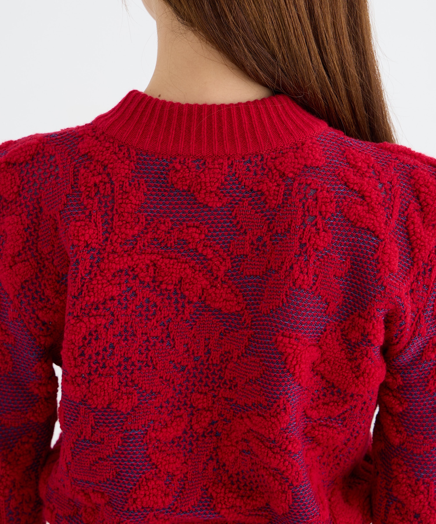 SQUARE SHOULDER LACE JACQUARD SWEATER PHOTOCOPIEU