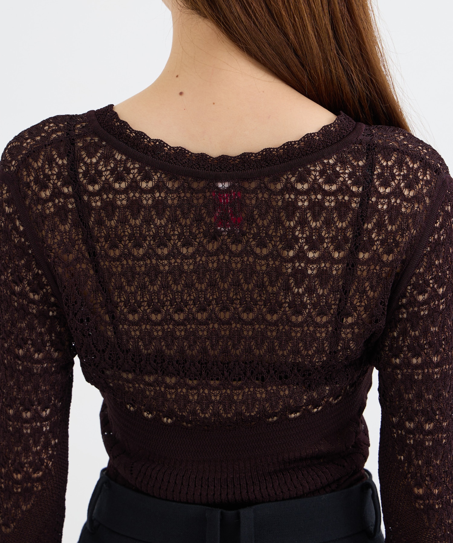 LACE KNIT V-NECK BODYSUITS FETICO