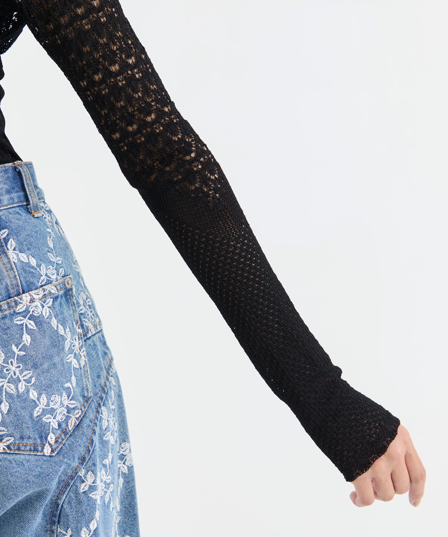 LACE KNIT V-NECK BODYSUITS FETICO