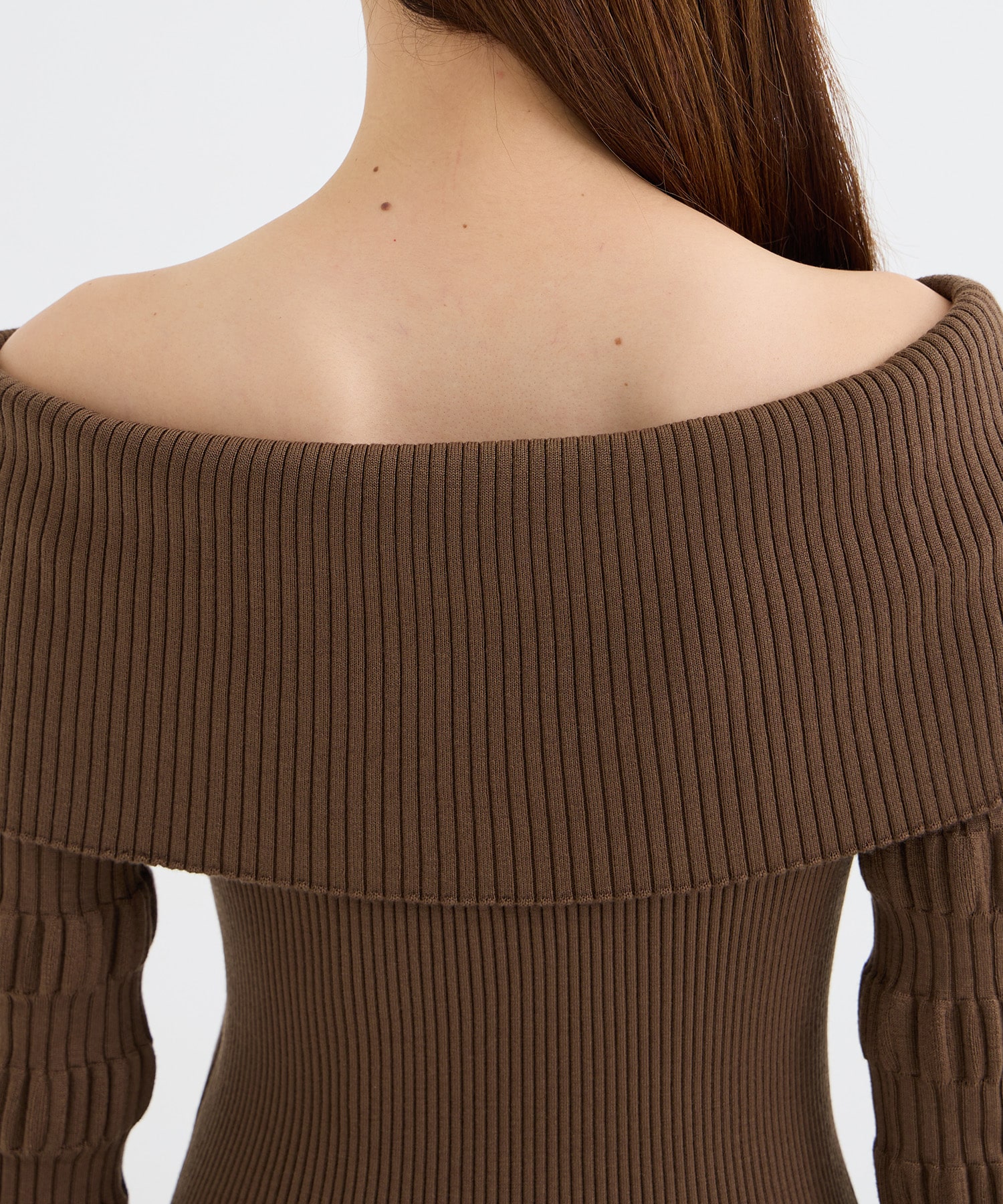 STRIPE KNIT OFF-SHOULDER DRESS FETICO