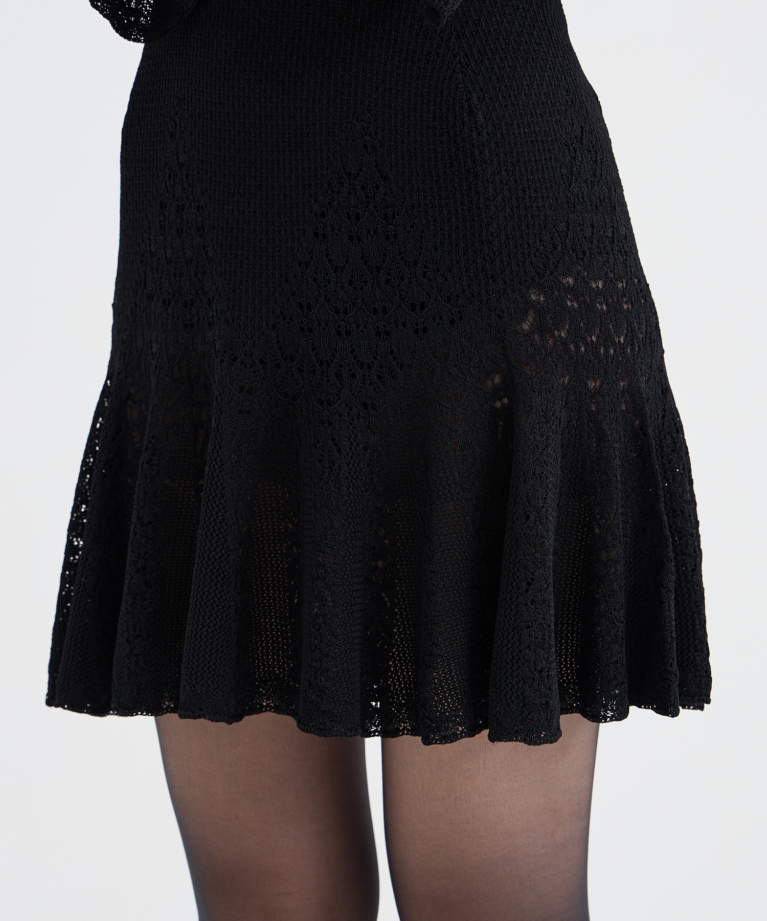 LACE KNIT OFF-SHOULDER MINI DRESS FETICO