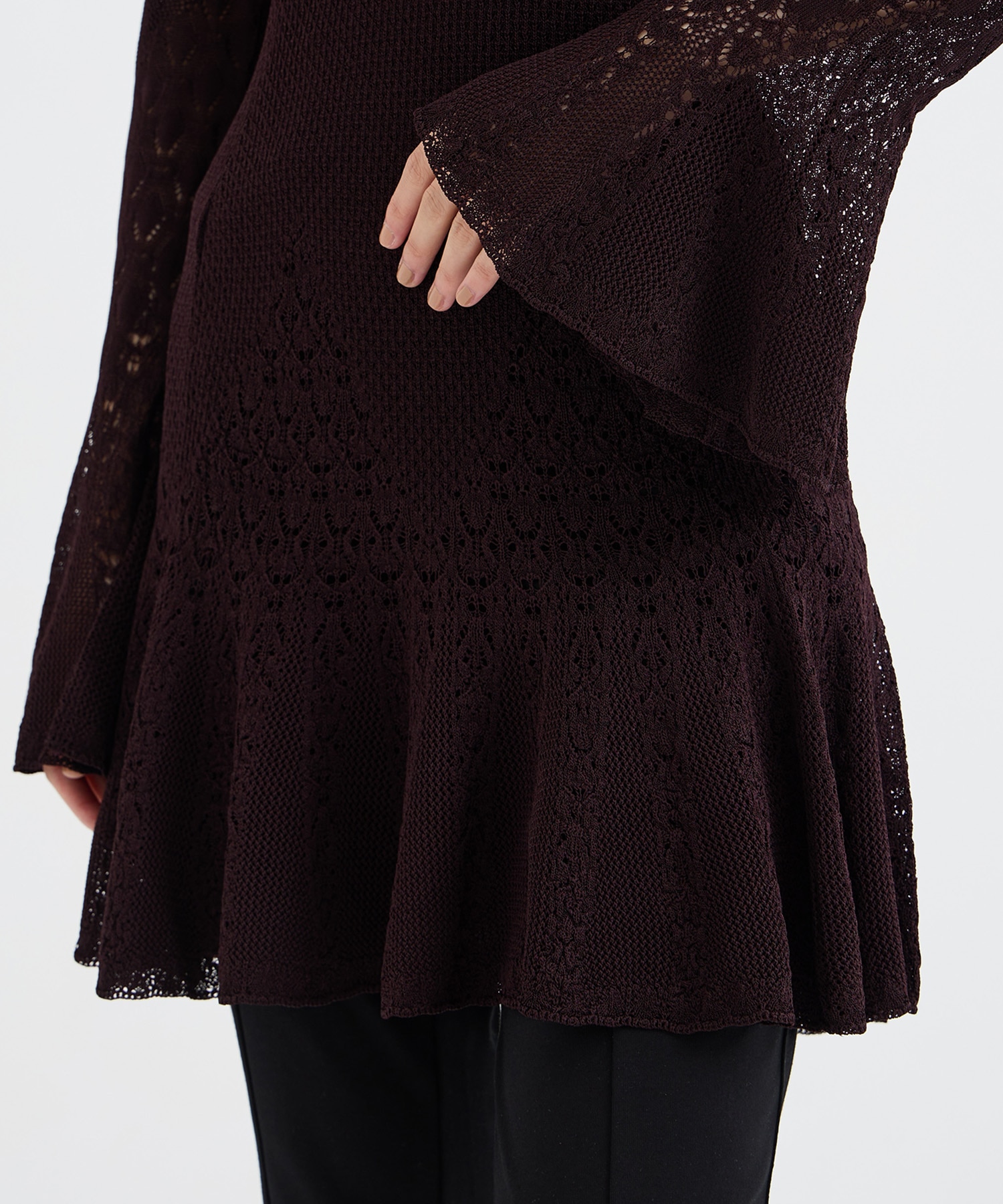 LACE KNIT OFF-SHOULDER MINI DRESS FETICO