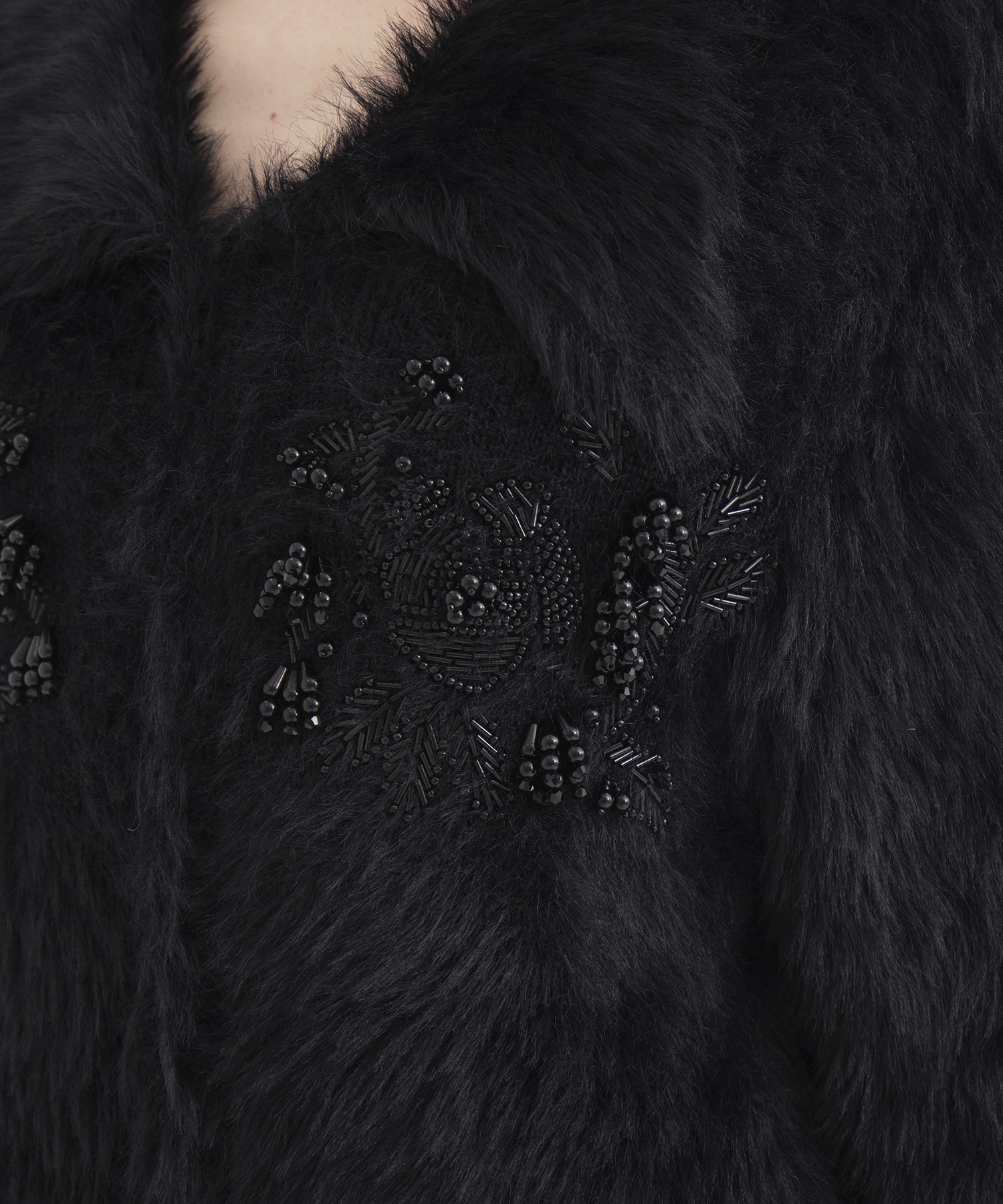 FUR KNIT BEAD EMBROIDERED JACKET FETICO