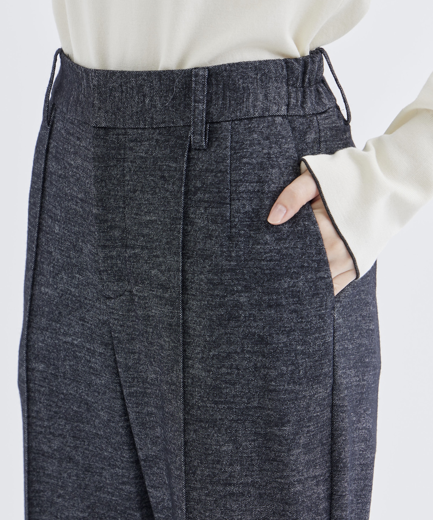 WASHABLE TWEEDY JERSEY SLIM FLARE PANTS THE TOKYO