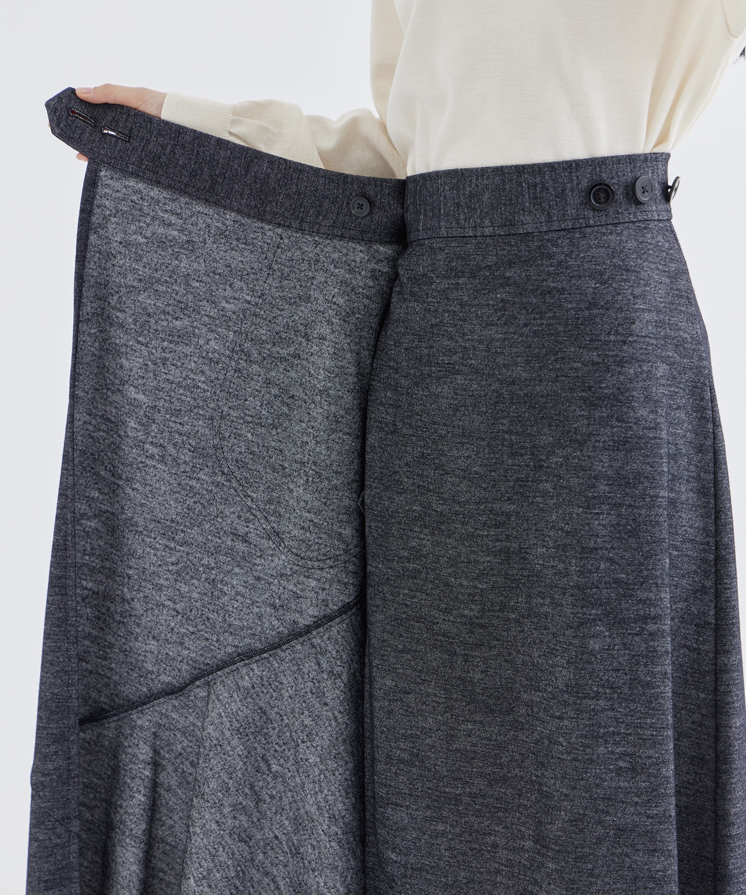 WASHABLE TWEEDY JERSEY WRAP SKIRT THE TOKYO