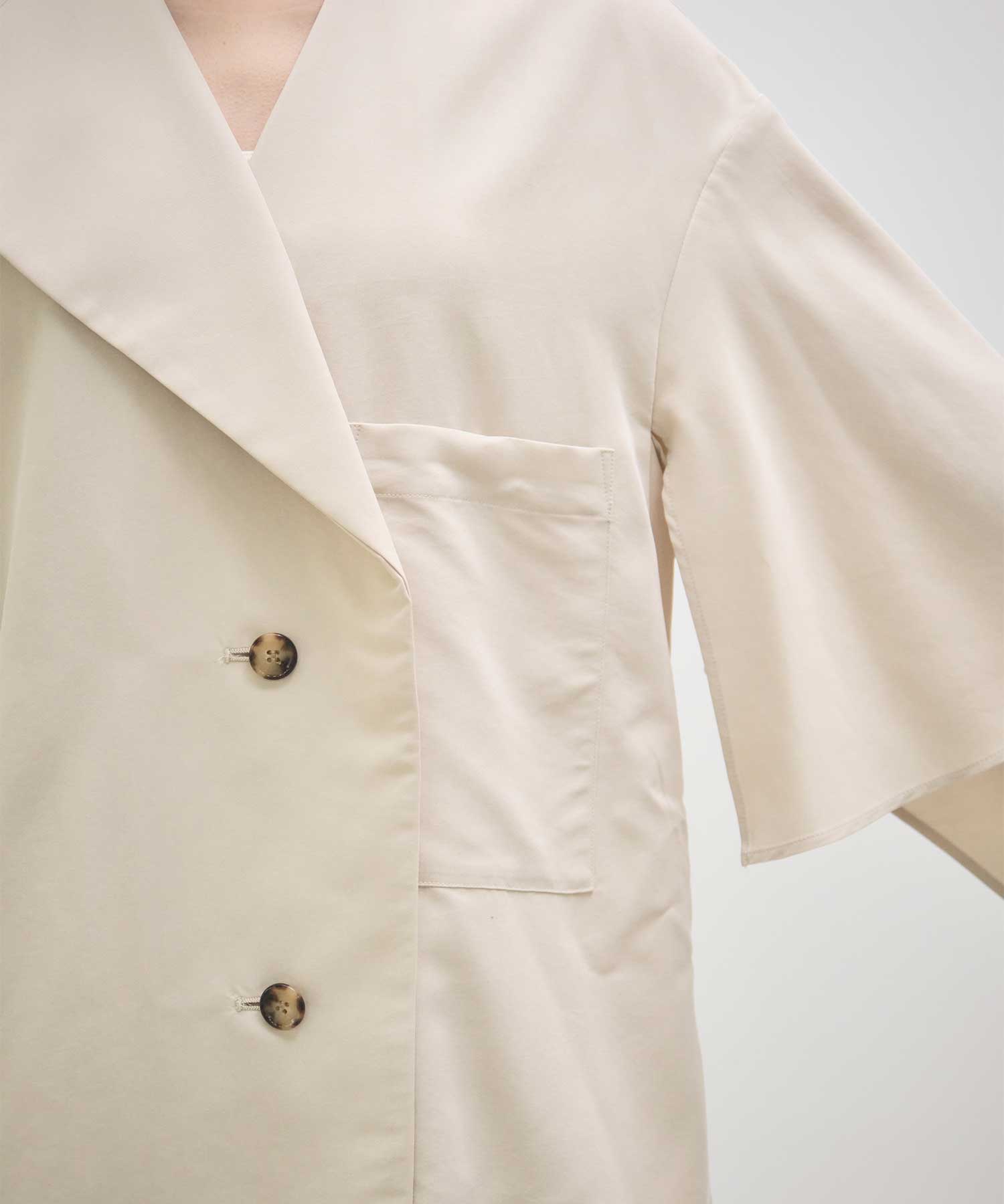 Liese panel sleeve shirt O.WHT AKIRANAKA