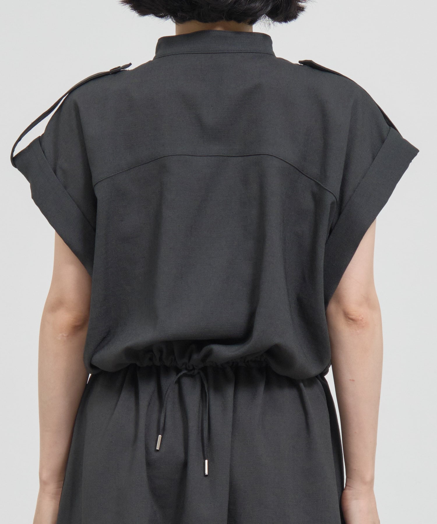 Stand Collar Weist Gather Blouse THE TOKYO
