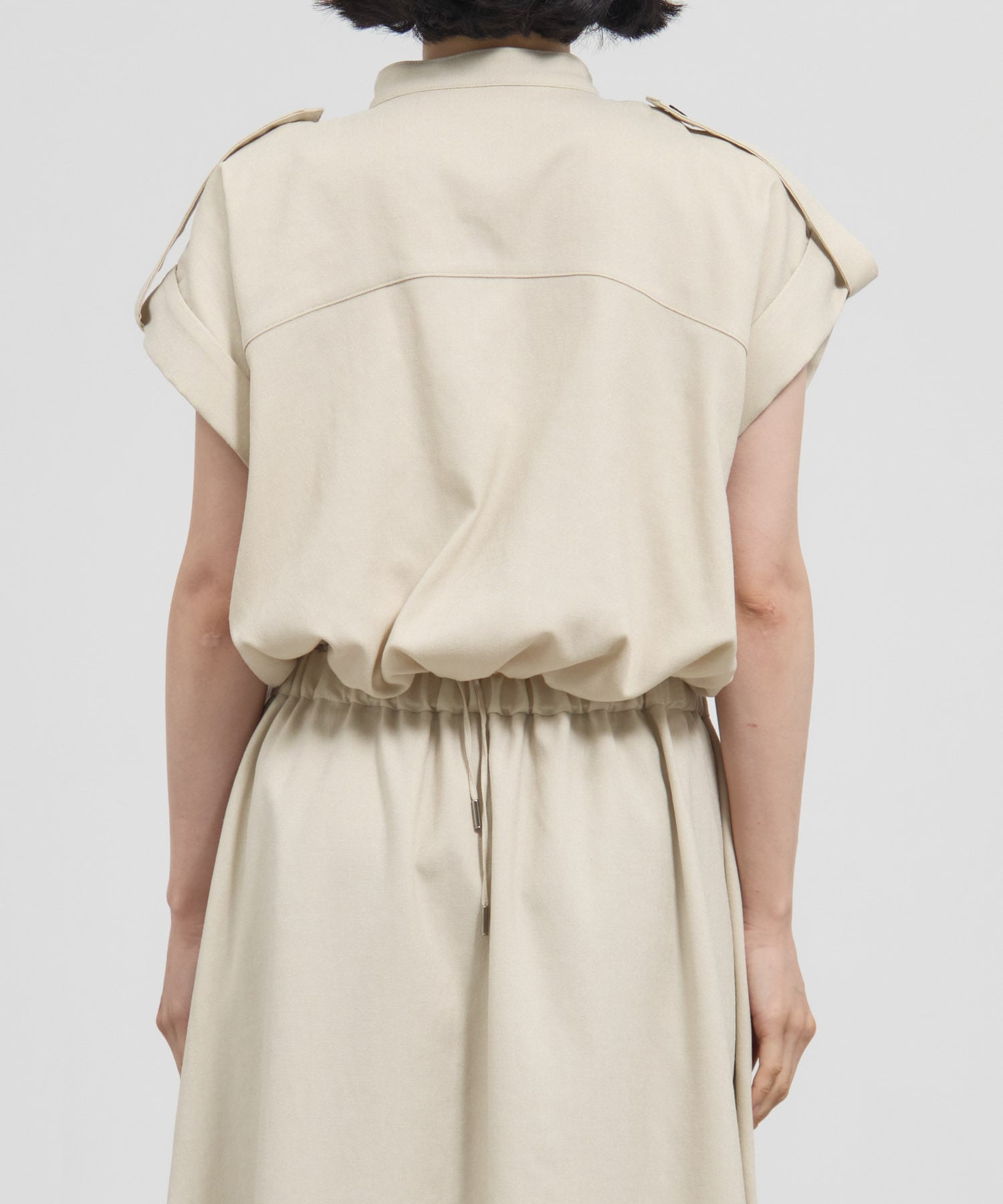 Stand Collar Weist Gather Blouse THE TOKYO
