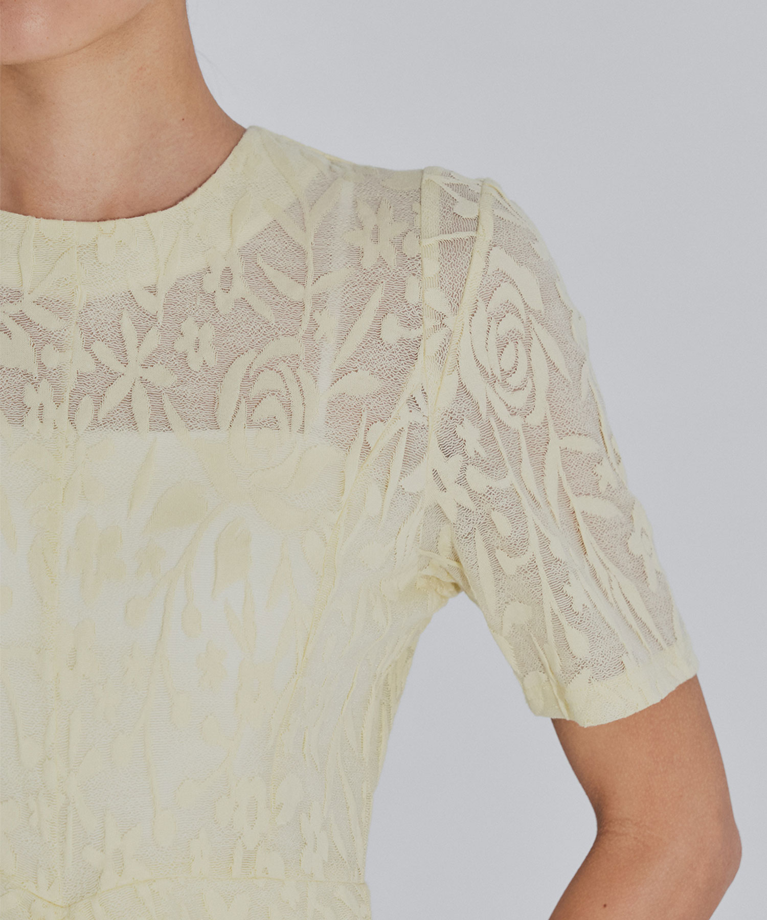 別注 FLOWER JACQUARD SHORT SLEEVE DRESS PHOTOCOPIEU