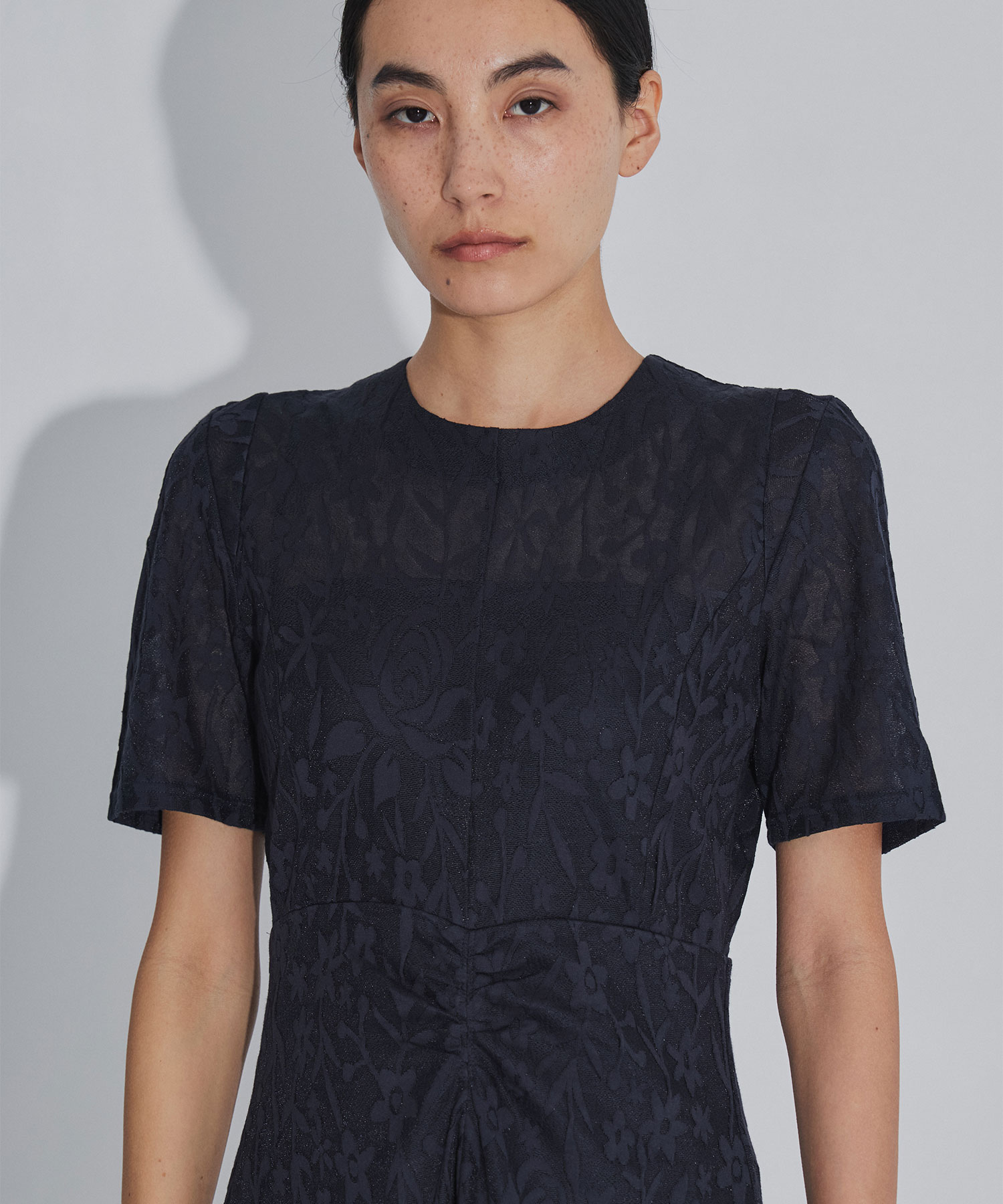 別注 FLOWER JACQUARD SHORT SLEEVE DRESS PHOTOCOPIEU