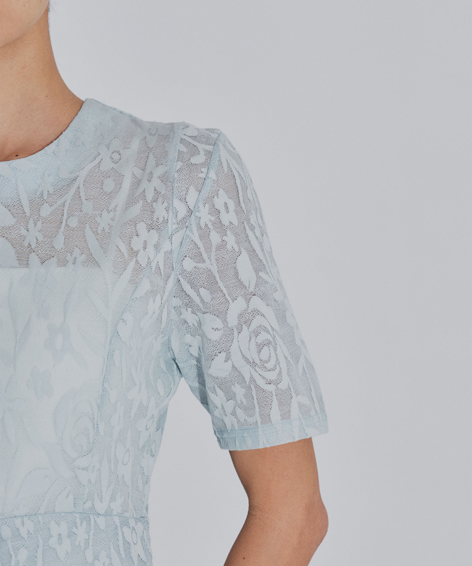 別注 FLOWER JACQUARD SHORT SLEEVE DRESS PHOTOCOPIEU